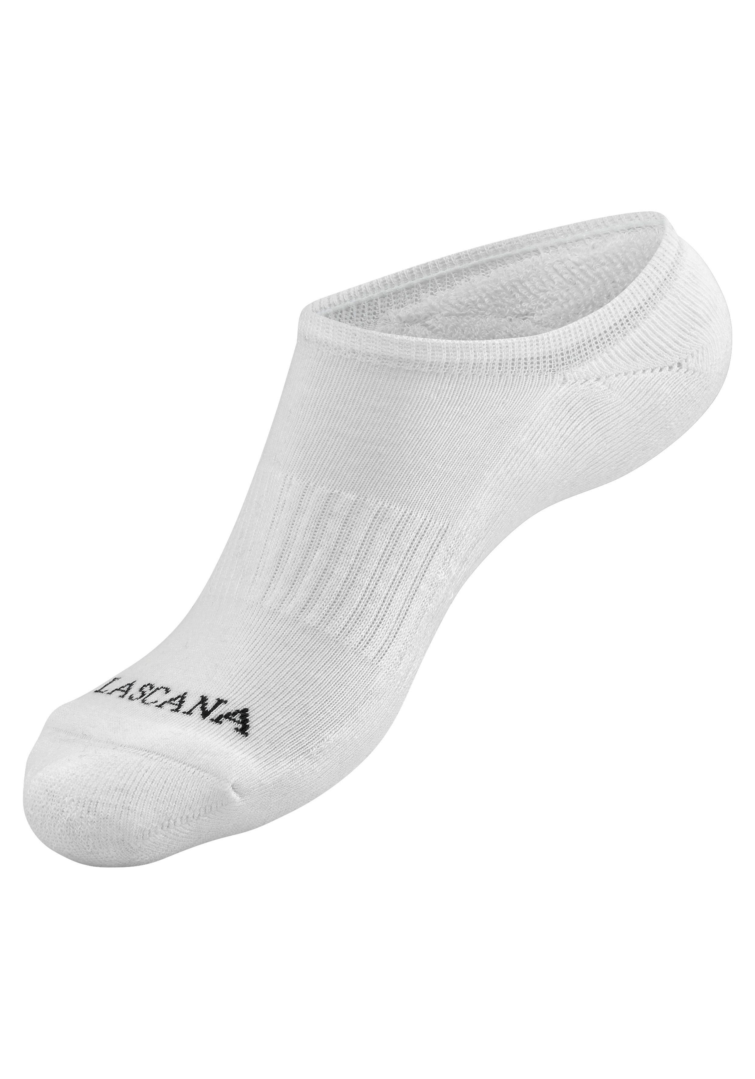 LASCANA ACTIVE Sneakersocken (Set, 3x Fußfrottee 2x schwarz, 7-Paar) grau-meliert 2x weiß, mit