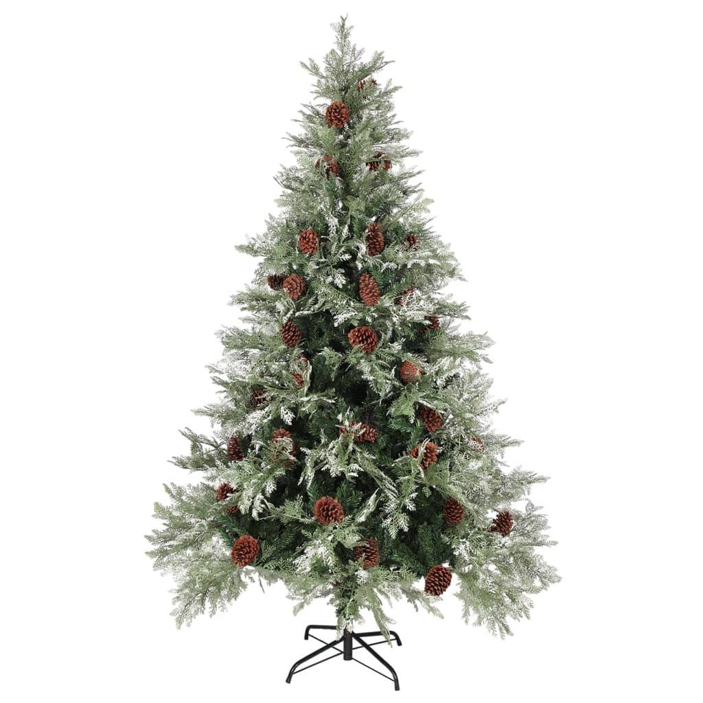 vidaXL Künstlicher Weihnachtsbaum und Zapfen mit cm Weiß PE PVC Grün Weihnachtsbaum 120 &