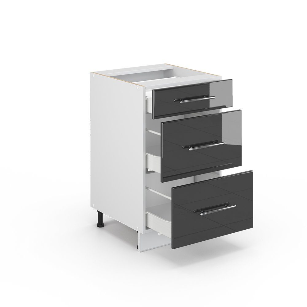 Vicco Unterschrank Fame-Line, Anthrazit Hochglanz/Weiß, 50 cm ohne Arbeitsplatte (1-St) – Bild 5 von 5