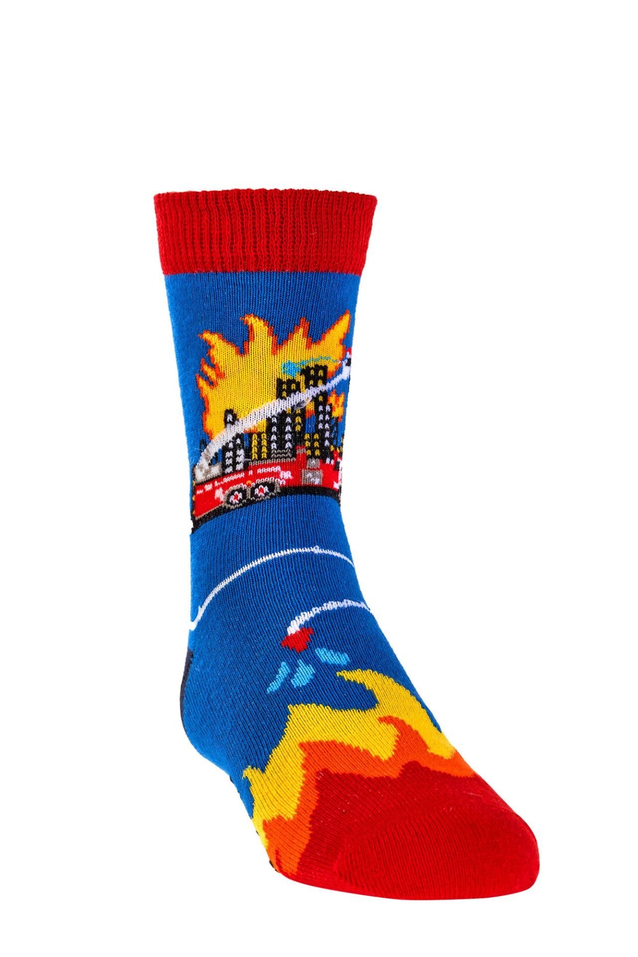 Wowerat Freizeitsocken 3 Paar Kindersocken Feuerwehr, weiche Baumwolle, handgekettelt – Bild 3 von 4