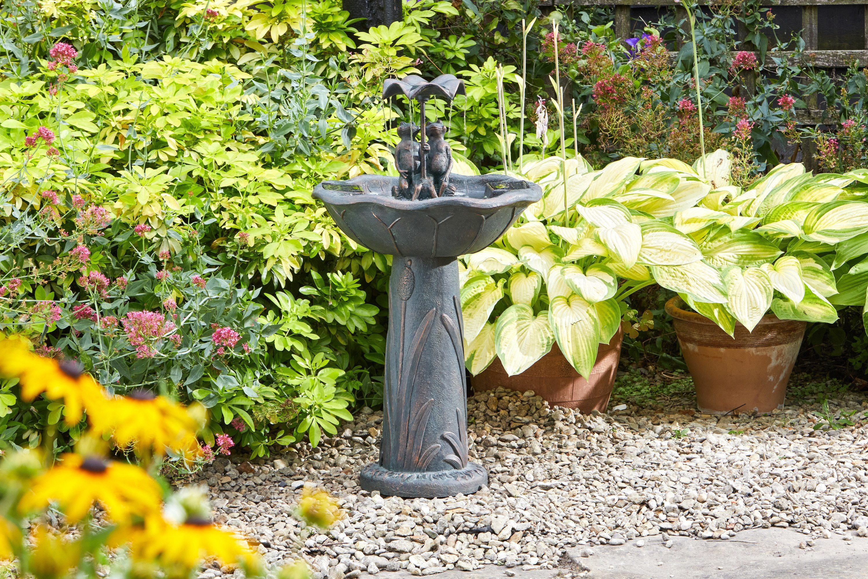 Smart Garden Gartenbrunnen Solar-Wasserbrunnen Vogeltränke 82 cm mit Fröschen Garten Terrasse, (1 tlg)