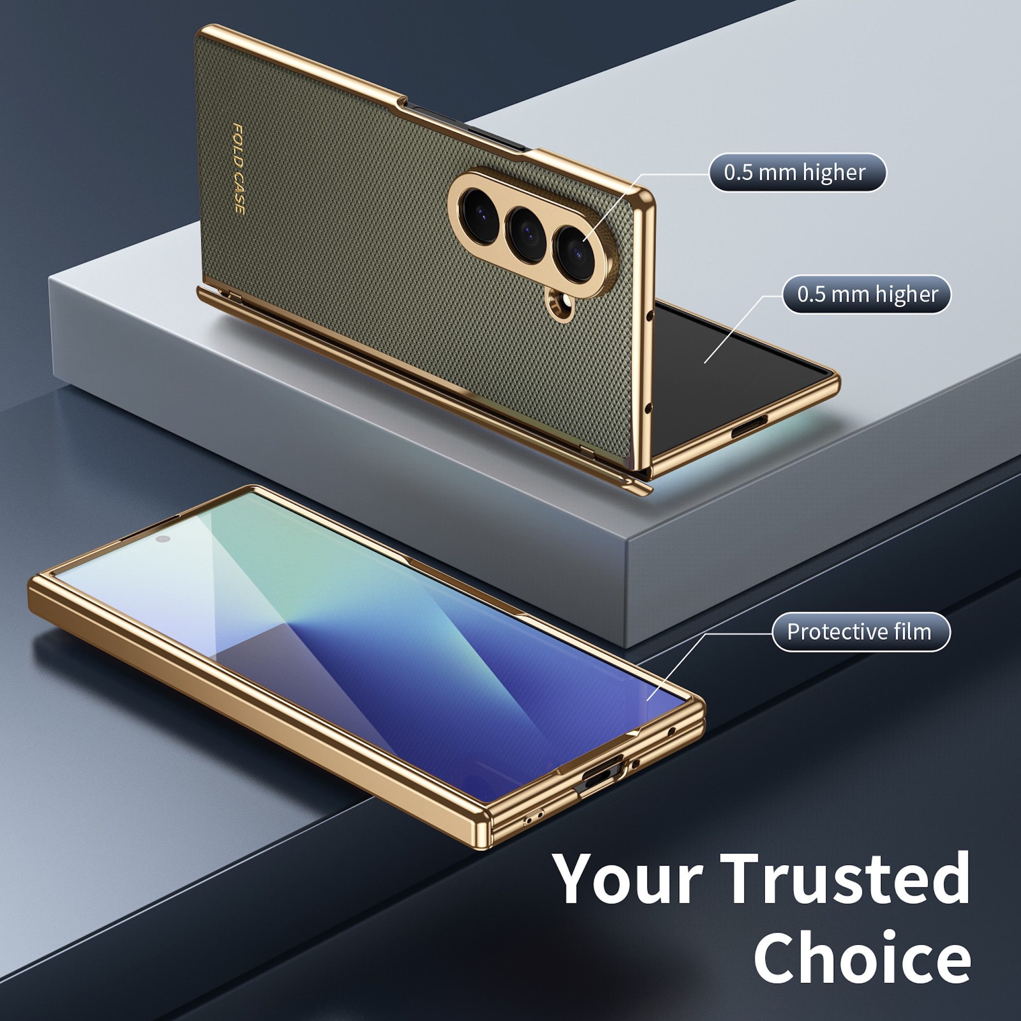 Wigento Handyhülle Klapphülle + H9 Display Glas Samsung Galaxy Z Fold8 Ultra 5G Grau 8,00 Zoll und 6,50 Zoll, Kamera Lisen Schutz – Bild 5 von 5