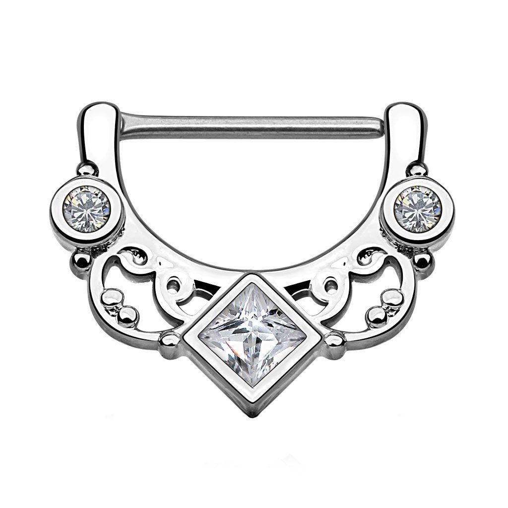 Intimpiercing Intim Piercing Ring Tribal Kristall Quadrat