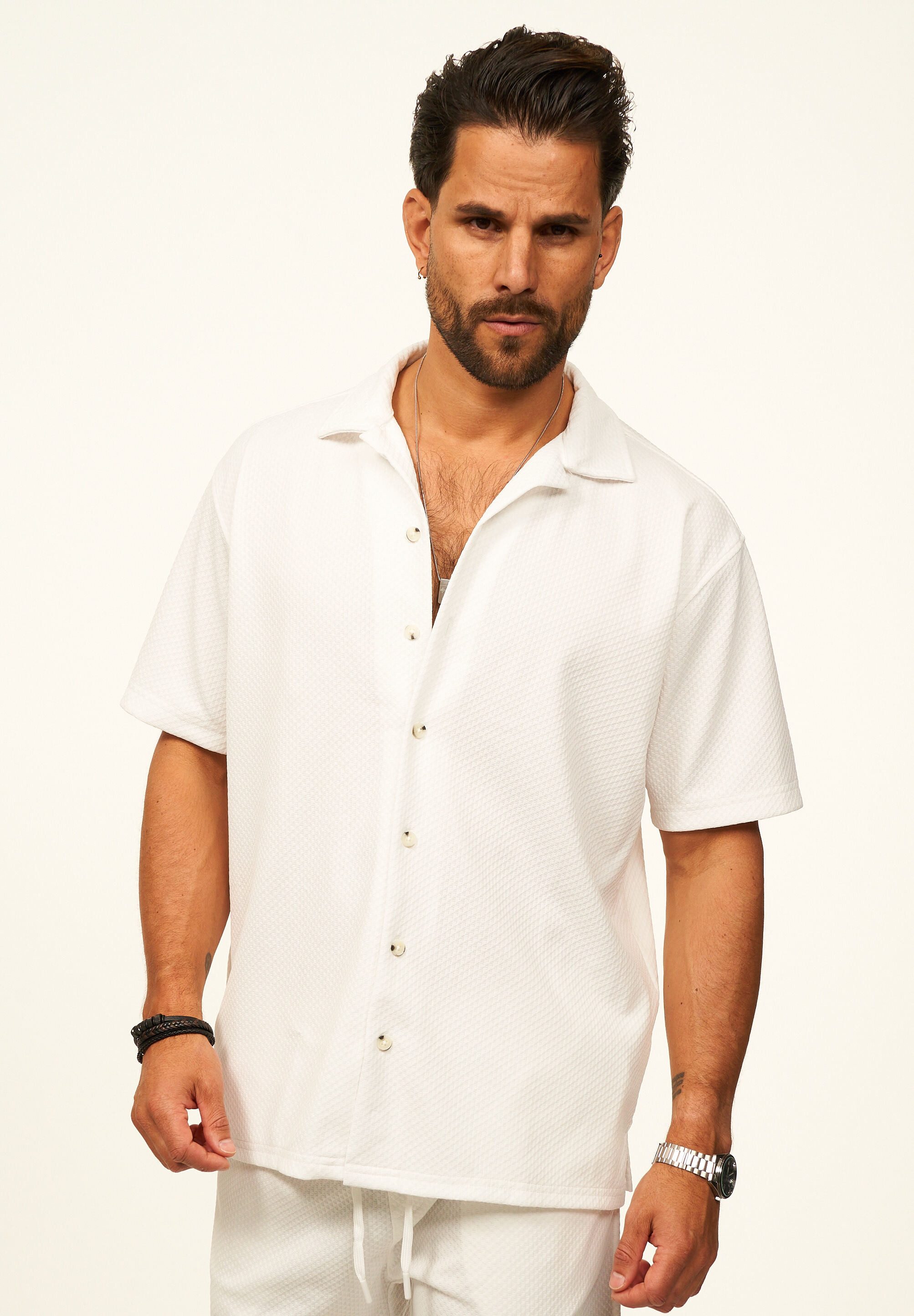 CARISMA Kurzarmhemd mit Struktur als lässiges Sommerhemd - Poloshirt für Herren Herren Polohemd T-Shirt im Regular-Fit - Strandhemd