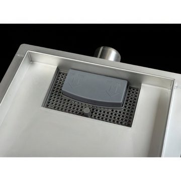 KOLMAN Duschrinne SQ-DRAIN Edelstahl Quadrat Bodenablauf 15x15 cm,Komplettset, Abfluss Befliesbar, in Silber