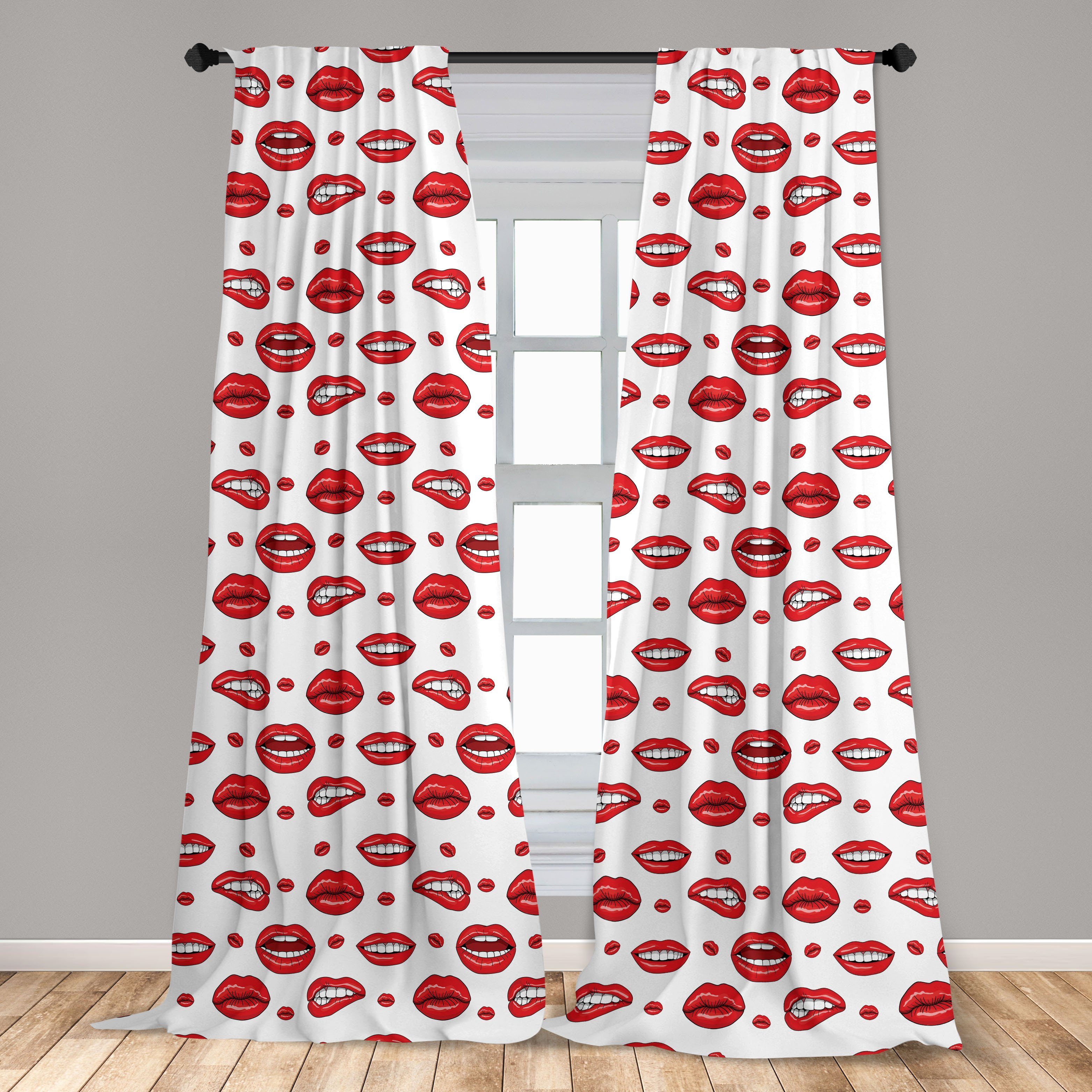 Microfaser, Wohnzimmer mit Abakuhaus, Frau Gestures Gardine Dekor, für rot Vorhang Schlafzimmer Lippen