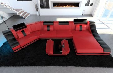 Sofa Dreams Wohnlandschaft »Turino - C Form Ledersofa«, mit LED, wahlweise mit Bettfunktion als Schlafsofa, Designersofa