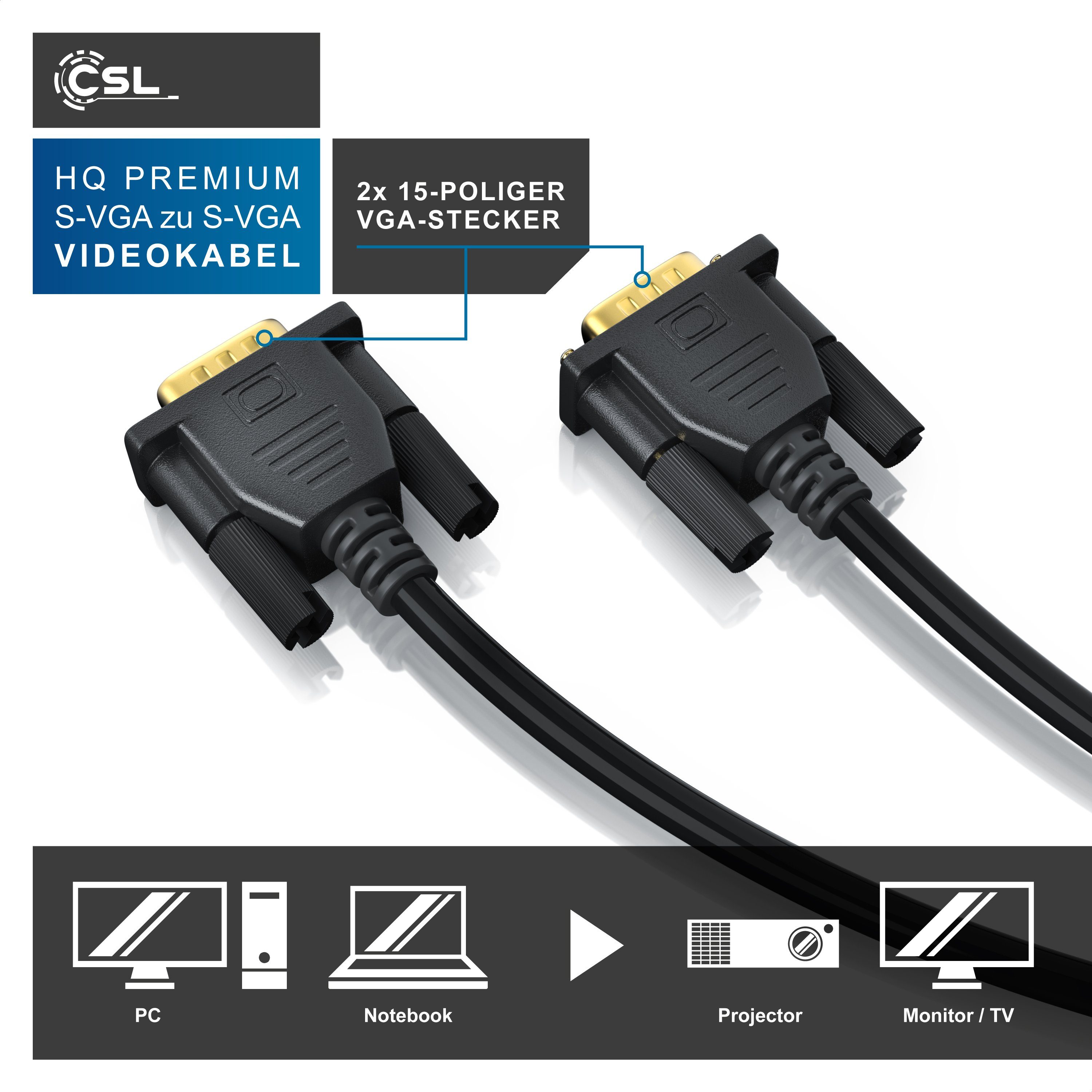 Primewire Video-Kabel, VGA, (300 cm), Monitorkabel, 15-poliger S-VGA Anschluss (D-Sub), 1080p - 3m