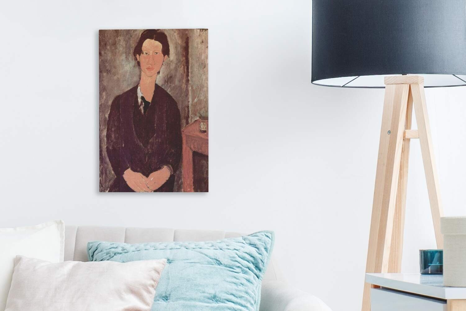 (1 Gemälde, Zackenaufhänger, - Soutine Modigliani, inkl. 20x30 Leinwandbild Gemälde Amedeo Leinwandbild fertig cm von OneMillionCanvasses® Chaim St), bespannt