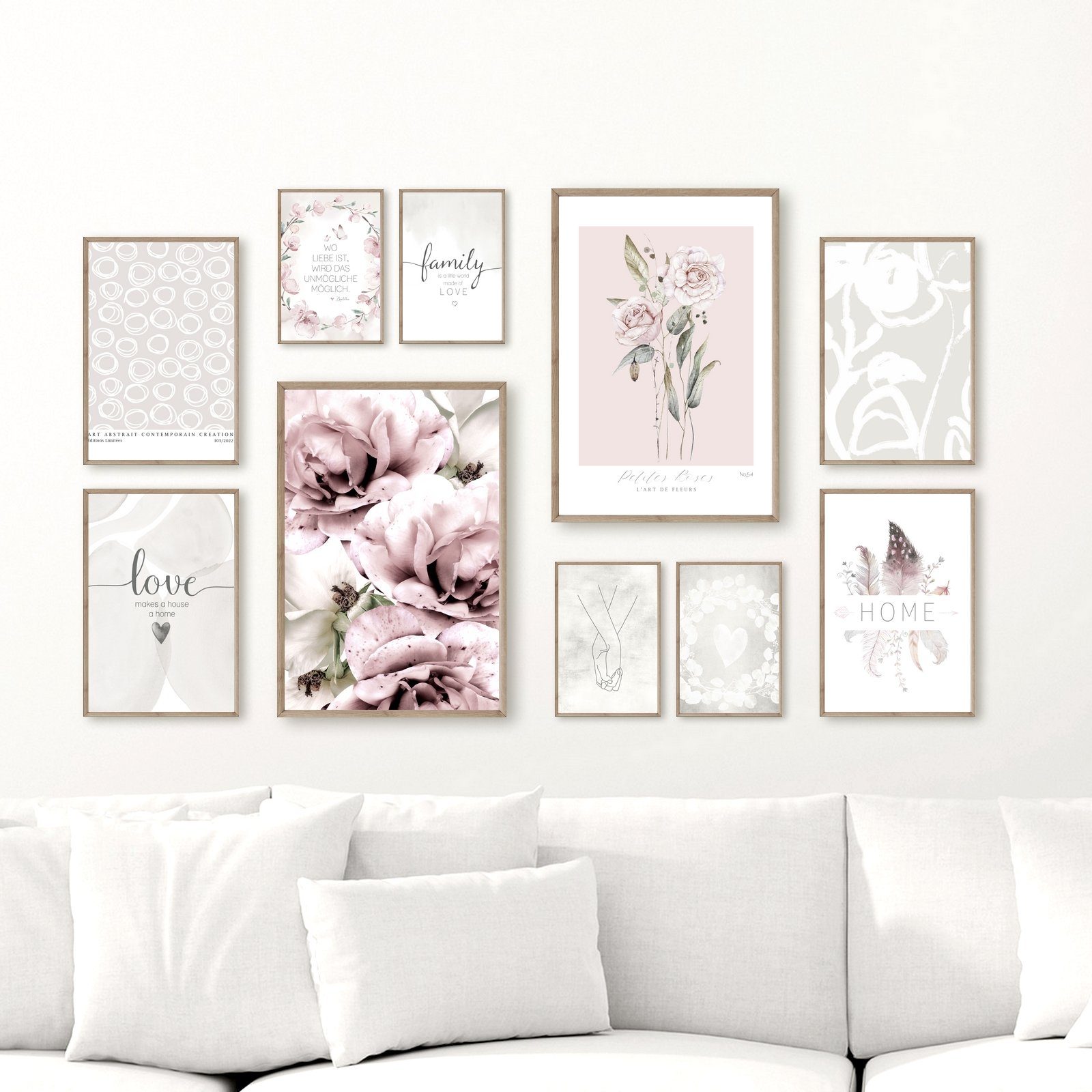 homestyle-accessoires Poster Bilder SetWandbilder LOVE MAKES A HOUSE A HOME DIN A3/A4/A5, (10 St), Ohne Bilderrahmen