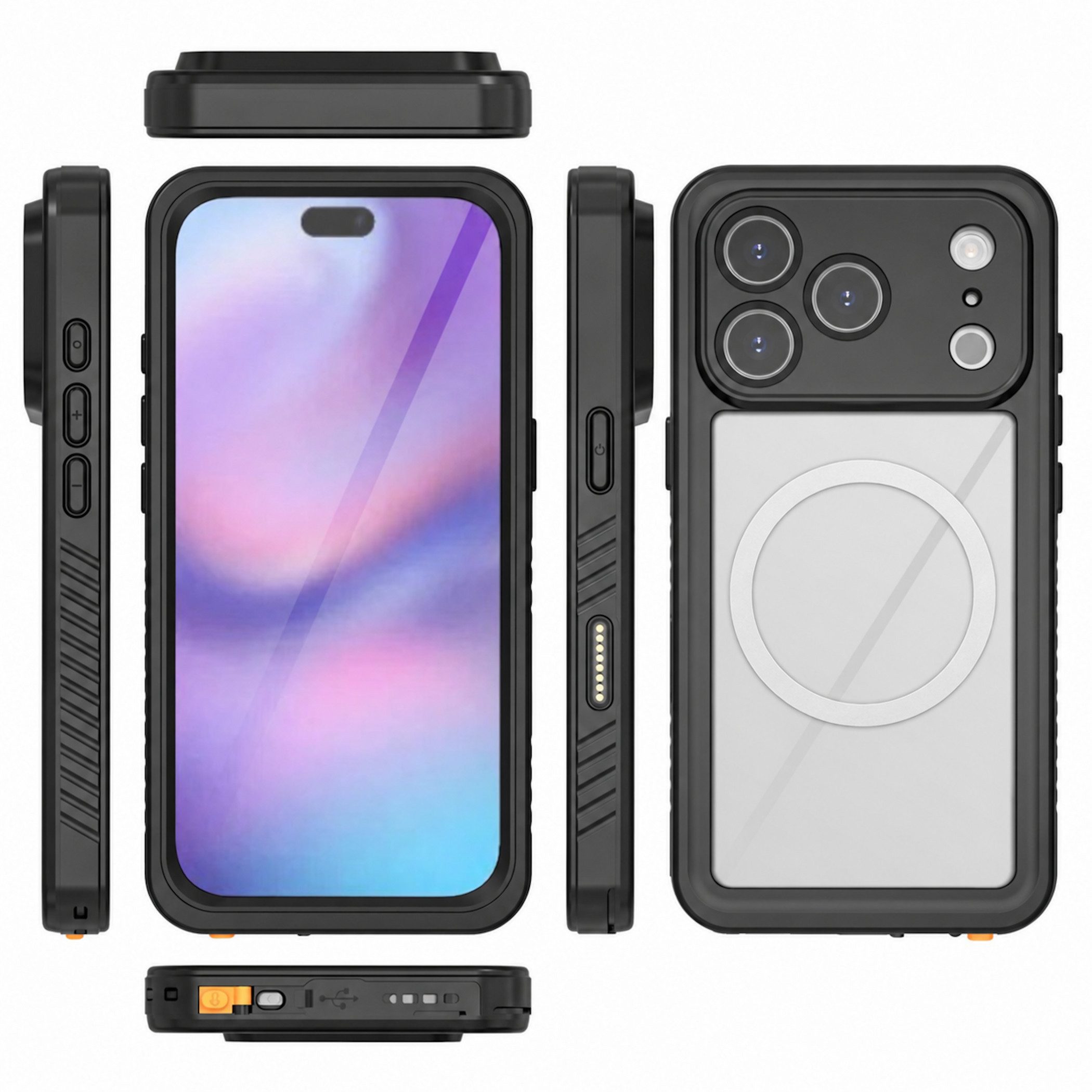 Wigento Handyhülle Wasserdicht MagSafe für Apple iPhone 17 Pro 360 Grad Full Cover, IP68 Wasserdichte und stoßfeste Schutzhülle, MagSafe-kompatibel – Bild 3 von 5