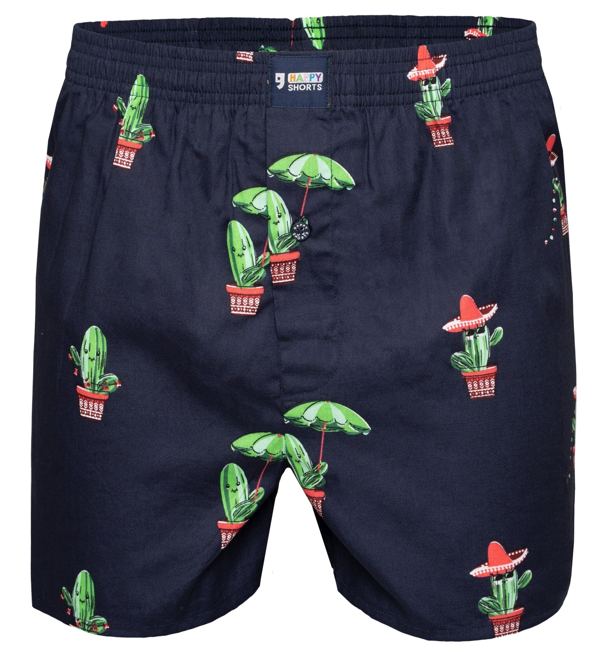 Shorts Boxershorts Webboxer american Happy SHORTS Kaktus Herren (1-St) Shorts Mexican - Boxer mexikanischer HAPPY Boxershorts cactus