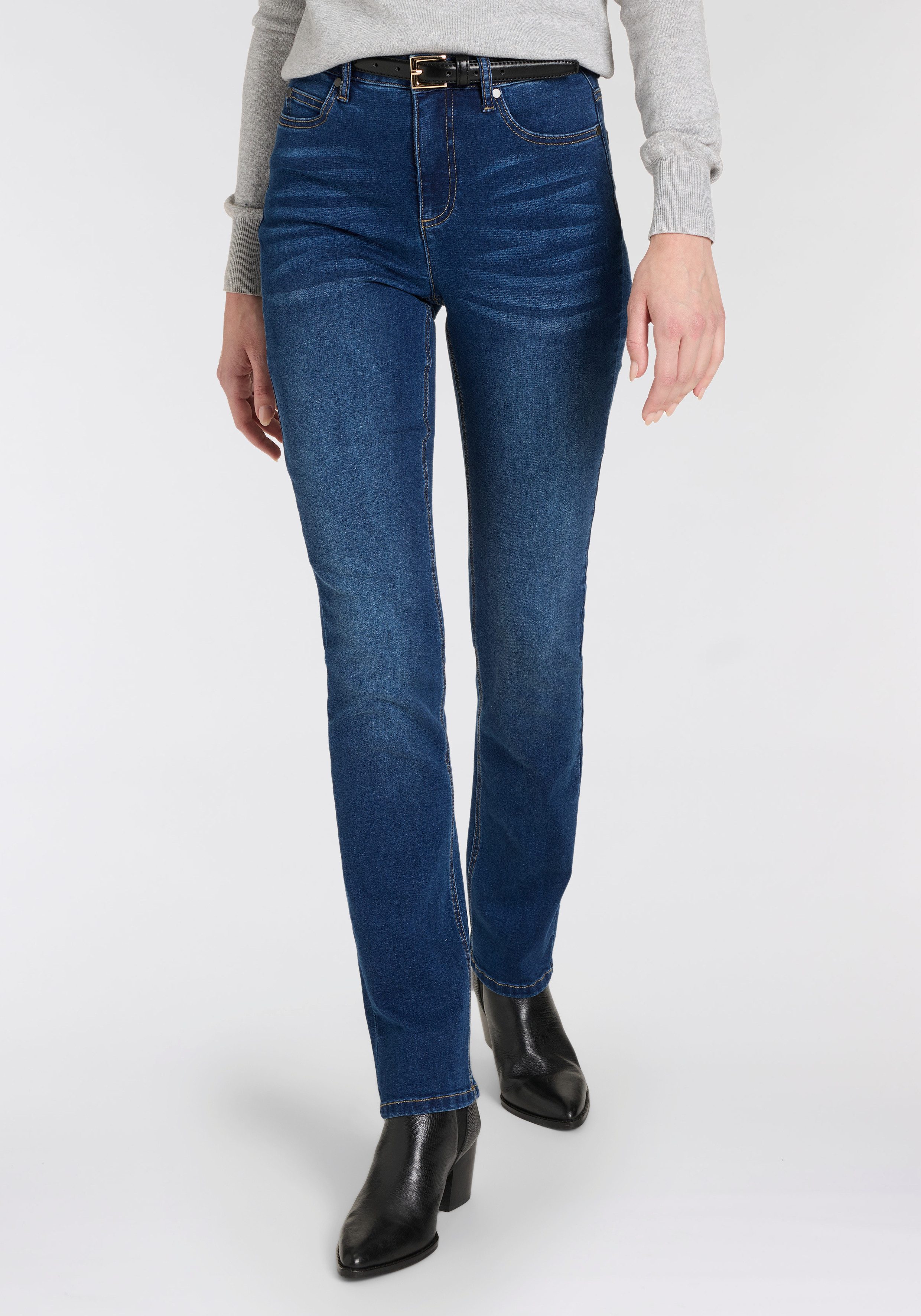 Arizona Gerade Jeans Ultra-Stretch Used-Look-Waschung