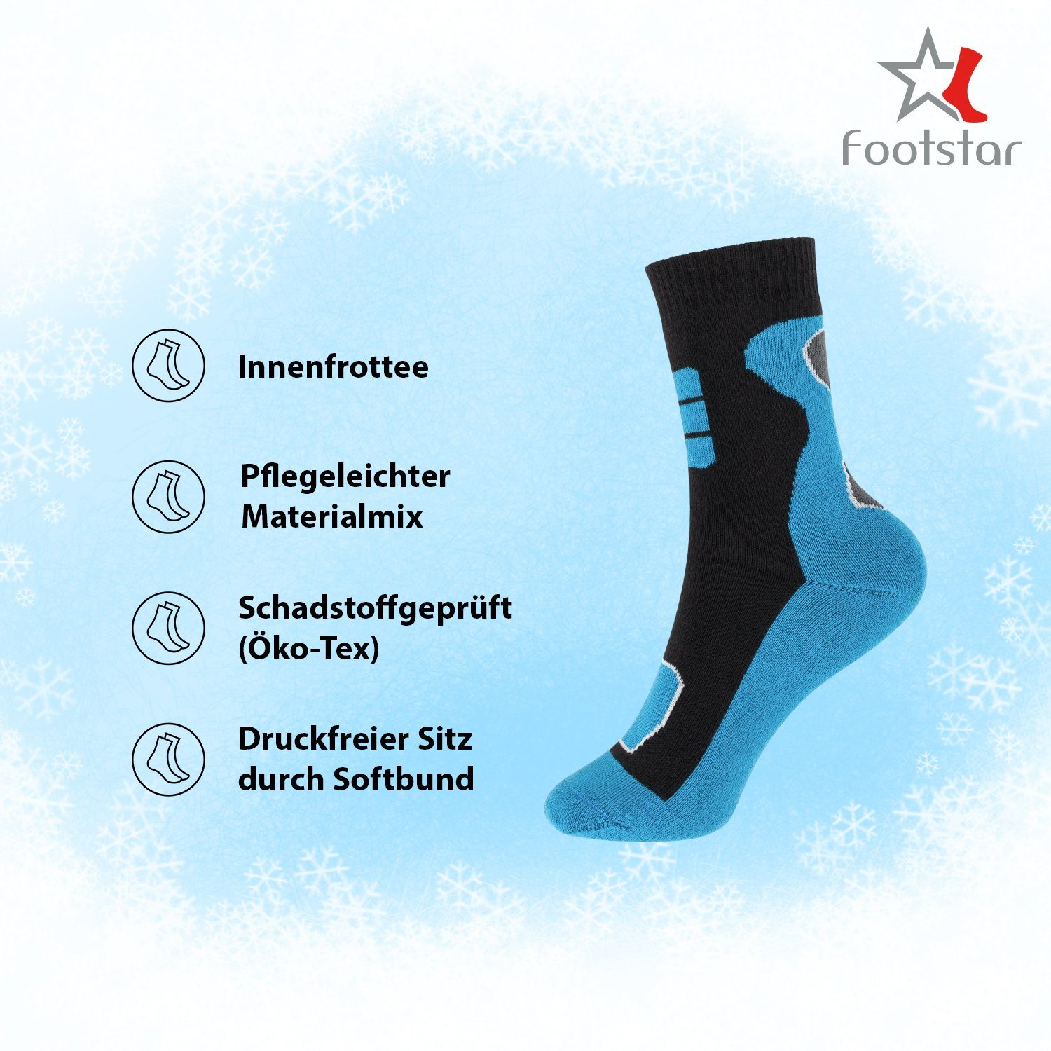 Footstar Thermosocken Bunte Kinder Outdoor Socken (6 Paar) Thermo Wintersocken