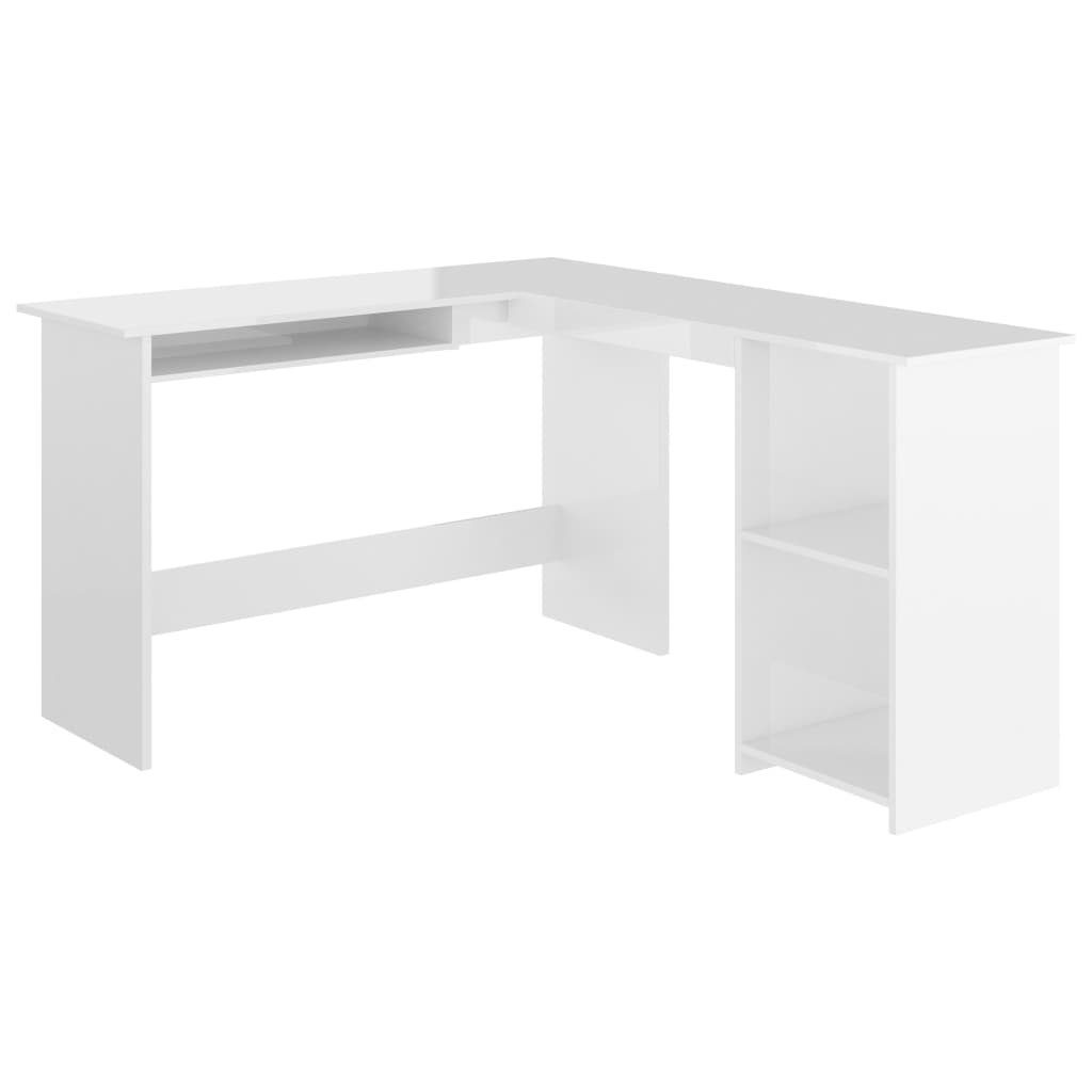 Schreibtisch furnicato L-Form cm Eckschreibtisch in Hochglanz-Weiß 120x140x75