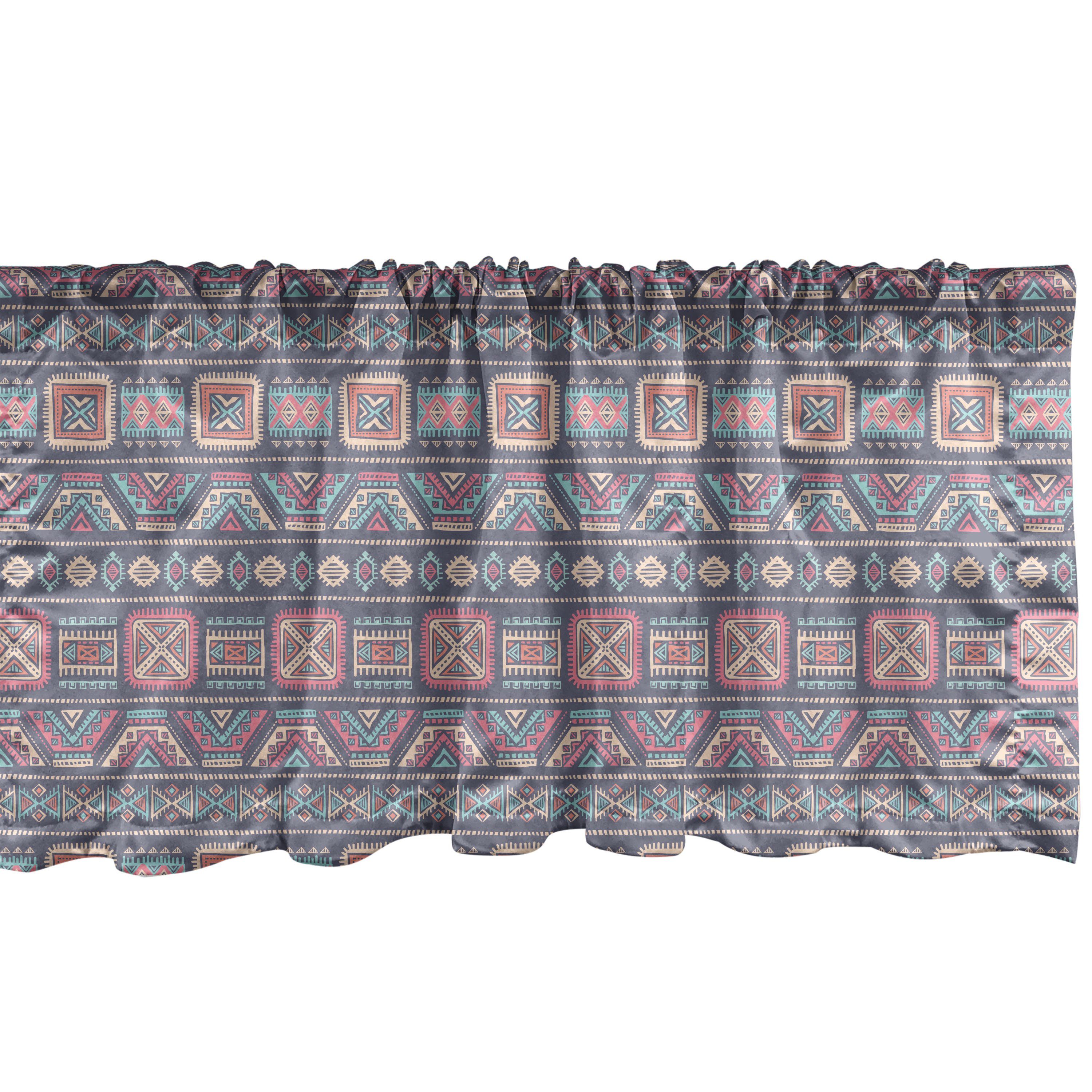 Scheibengardine Vorhang Volant für Küche Schlafzimmer Dekor mit Stangentasche, Abakuhaus, Microfaser, Mexican Drucken Ethnische Triangles Kunst
