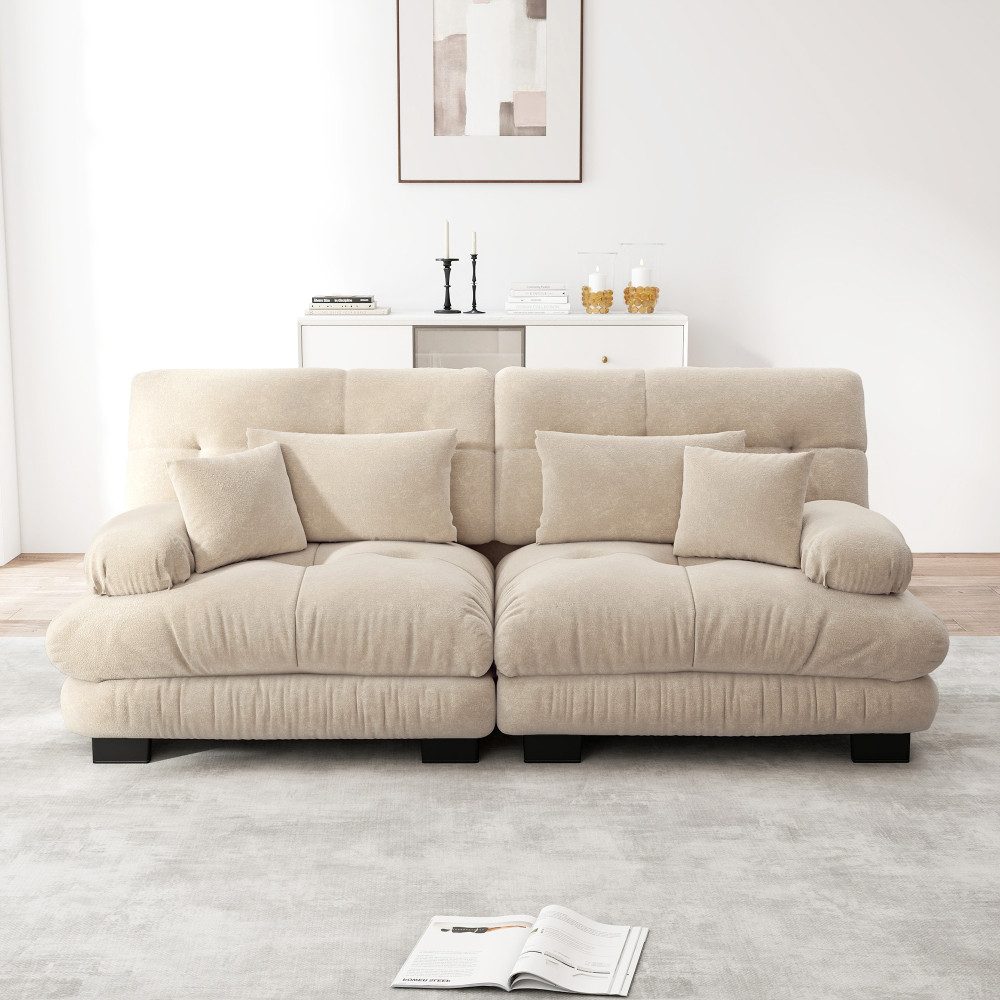 BBWL Sofa Cloud Ecksofa für Wohnzimmer aus Chenille mit Massivholzrahmen, Doppelsofa inklusive 2 Lendenkissen und 2 Dekokissen
