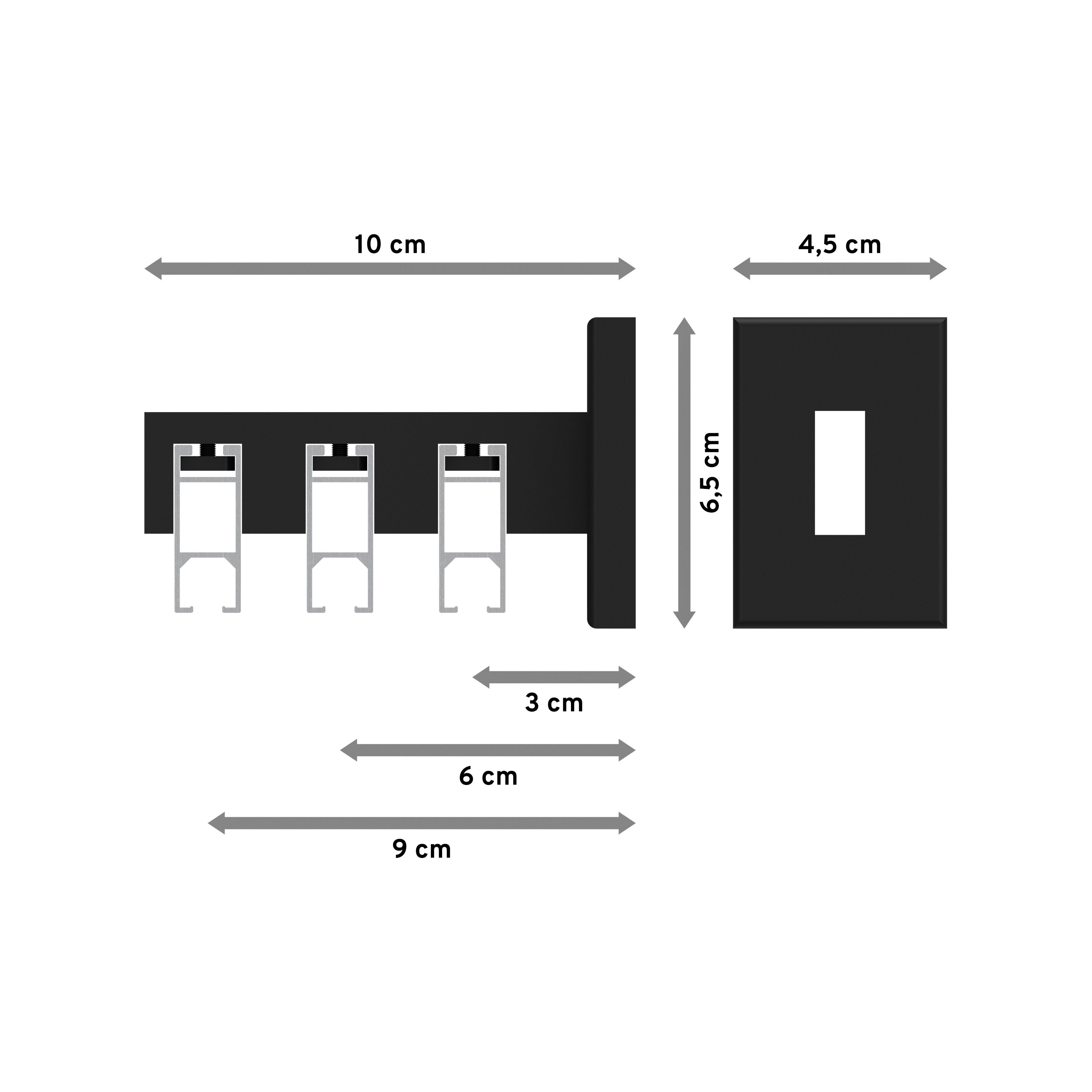 Wandmontage, mm, eckig, Gardinenstange / Weiß 3-läufig, 14x35 Schwarz Smartline INTERDECO, Paxo,