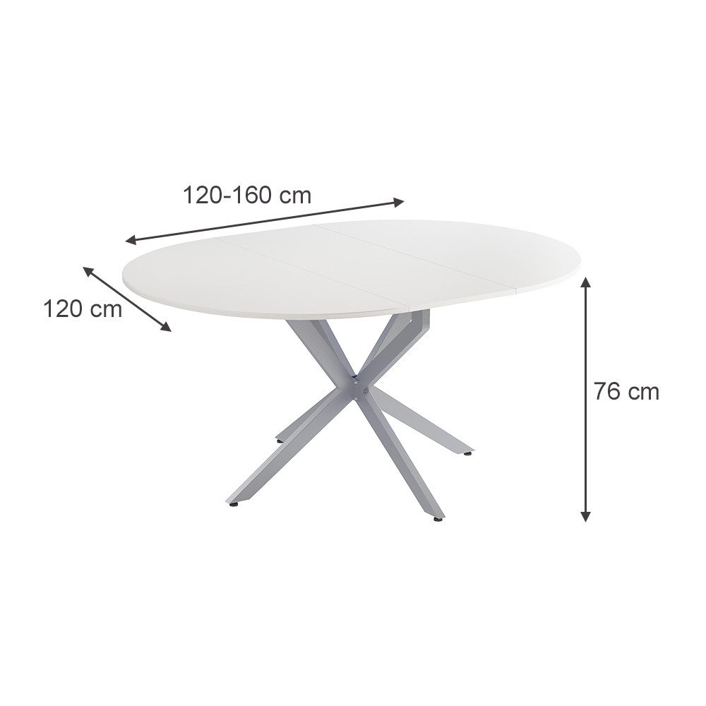 Vicco Esstisch Loyd, Weiß/Grau, 120 x günstig online kaufen