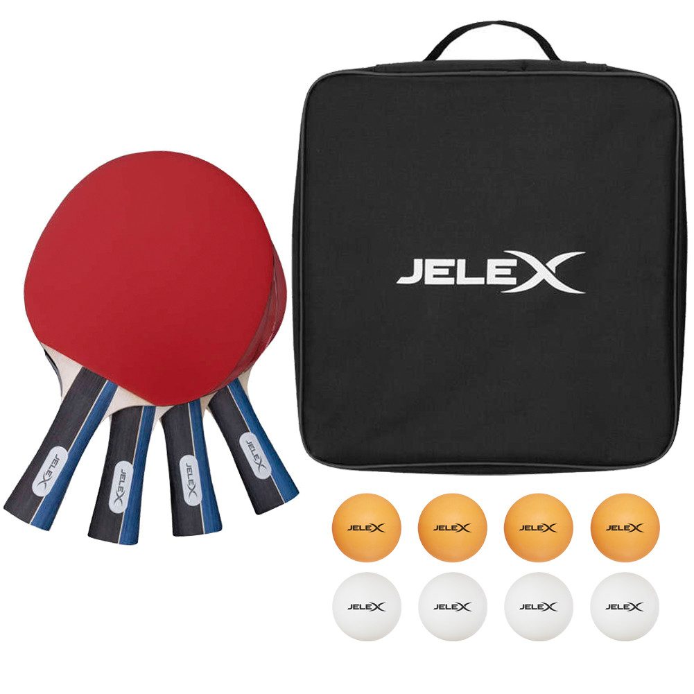 Tischtennisschläger JELEX 4er-Set Tischtennis Schläger mit 8 Bällen