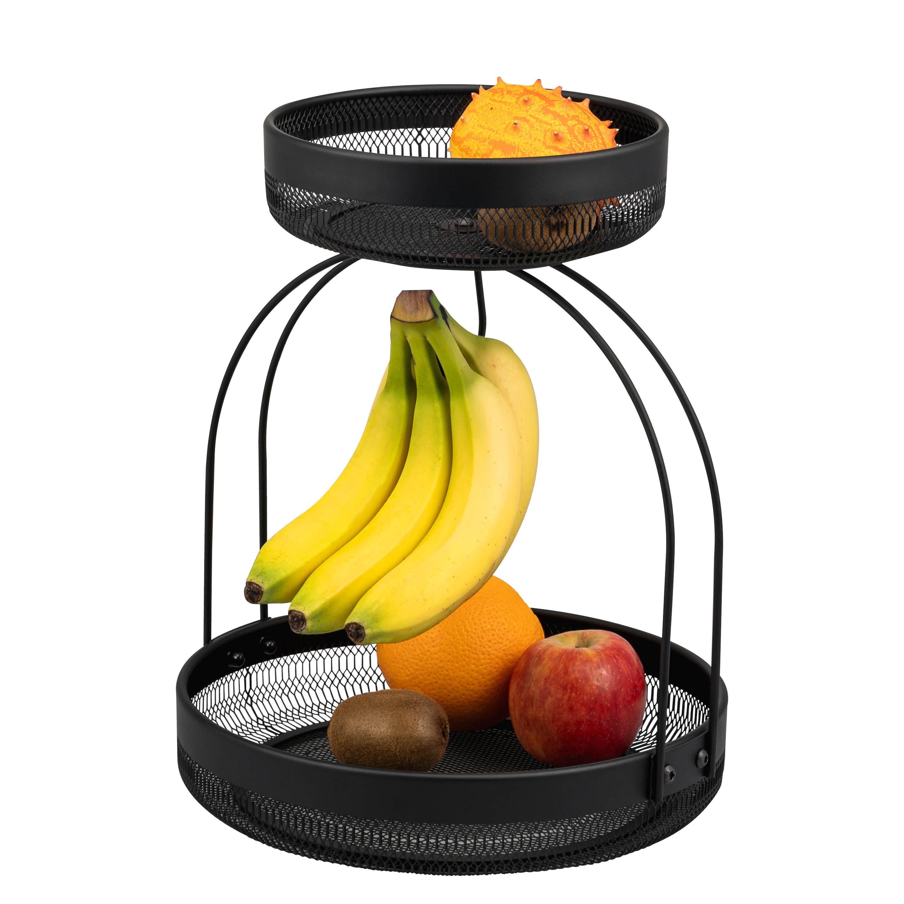 eluno Obstschale 2-stöckige Etagere, Metall, (1-tlg), mit Bananenhalterung