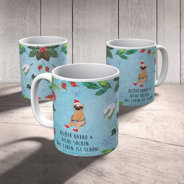 Mr. & Mrs. Panda Tasse Faultier Kakao - Eisblau - Geschenk, Becher, Keramiktasse, Kaffeetass, Keramik, Brillante Bedruckung