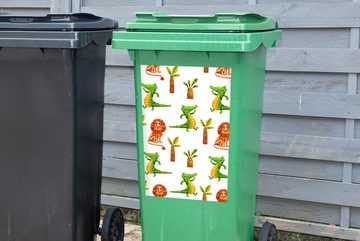 MuchoWow Wandsticker Dschungel - Gestaltung - Tiere (1 St), Mülleimer-aufkleber, Mülltonne, Sticker, Container, Abfalbehälter