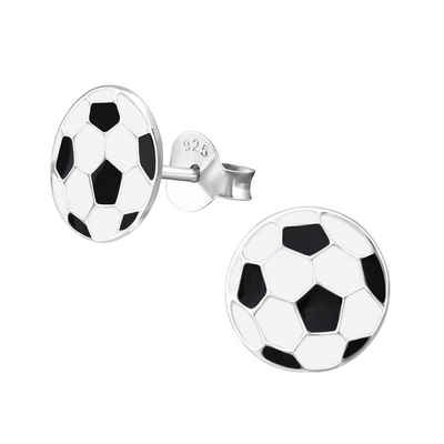 BUNGSA Ohrstecker-Set Ohrstecker Fussball 11mm aus 925 Silber für Kinder (1 Paar (2 Stück), 2-tlg), Ohrschmuck Ohrringe