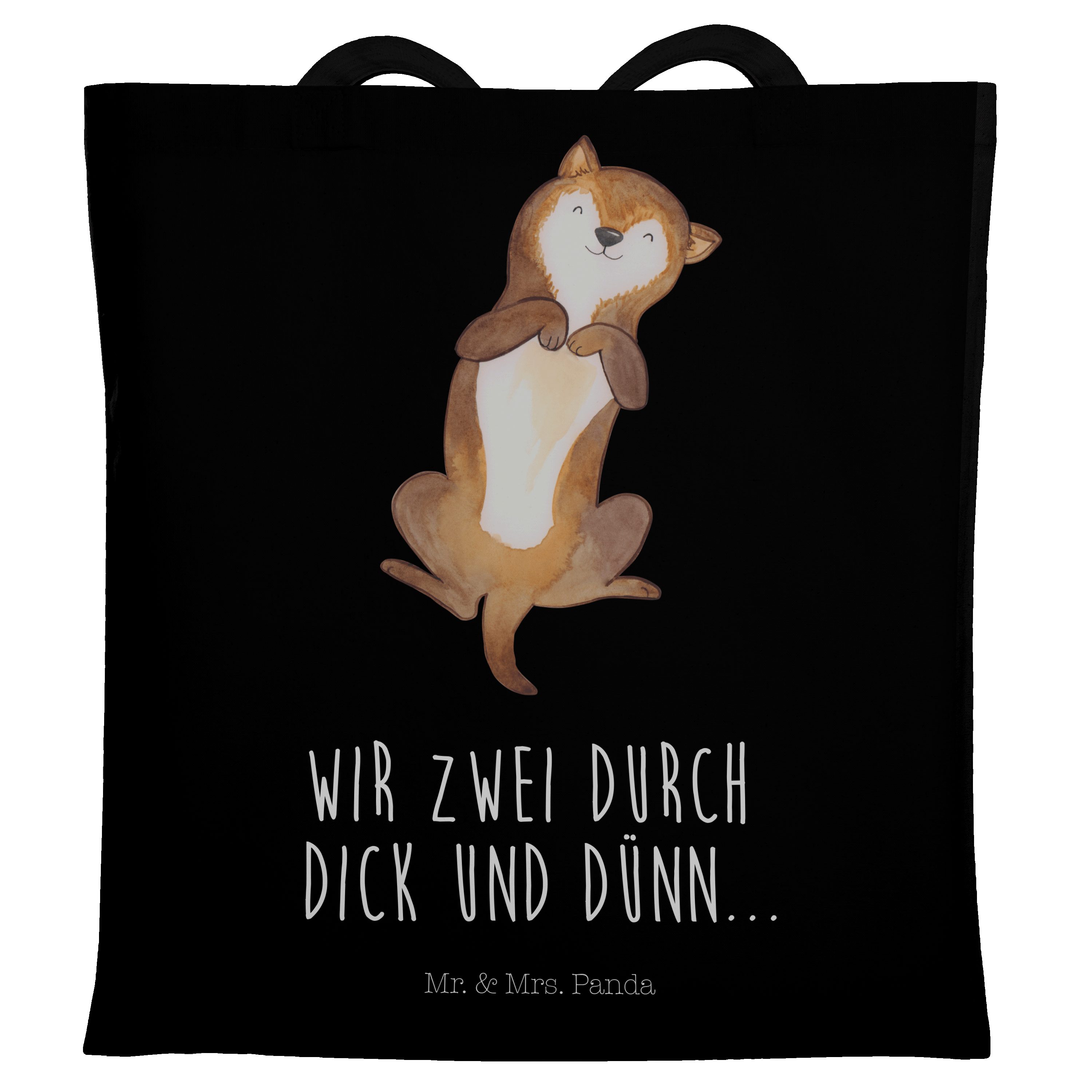 Sprüche, Geschenk, Mr. Mrs. Tragetasche - Hundemotiv, Panda Bauchkraulen Schwarz - & Hund Einkaufs (1-tlg)