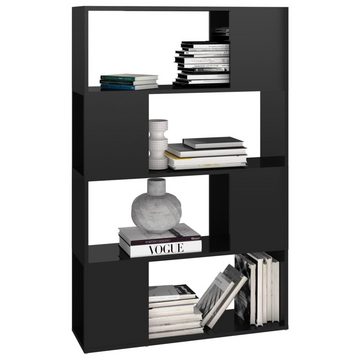 furnicato Bücherregal Raumteiler Hochglanz-Schwarz 80x24x124,5 cm