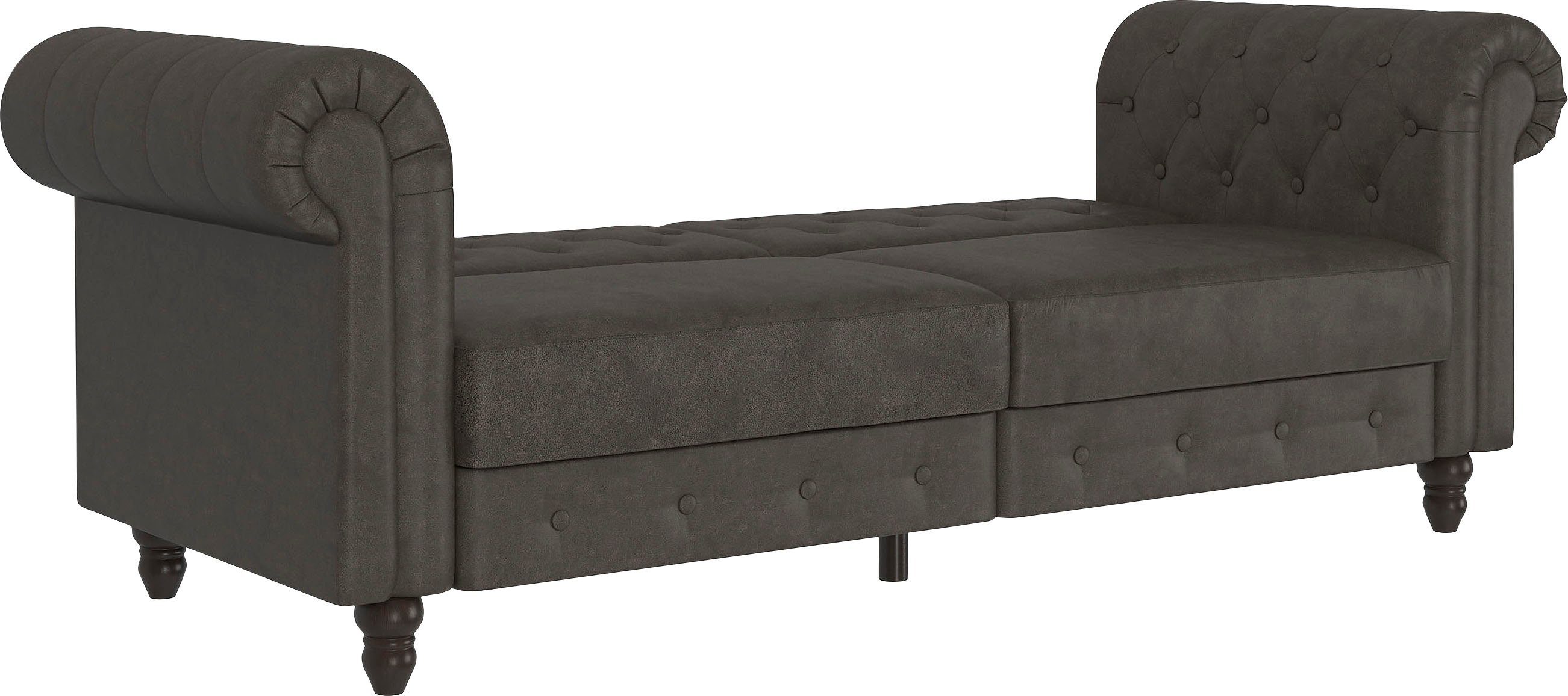 Dorel Home 3-Sitzer Felix, Schlafsofa 236 cm, (Liegefläche 108x190cm), Rückenlehne, 3-fach verstellbar, Velours, Kunstleder, Luxus-Microfaser Vintage