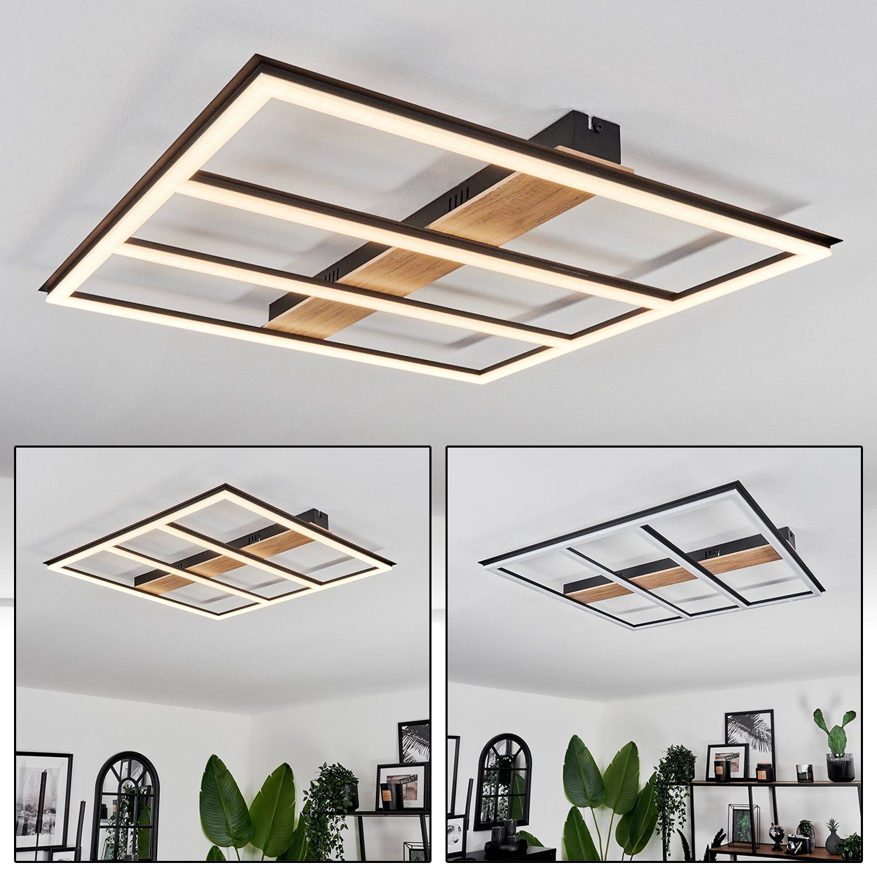 Metall/MDF/Kunststoff, modernen 4900 Design, 3000 60 LED Watt, Deckenlampe Lumen aus Deckenleuchte 49 Kelvin, 60 cm, hofstein wechselbar, moderne cm im LED x