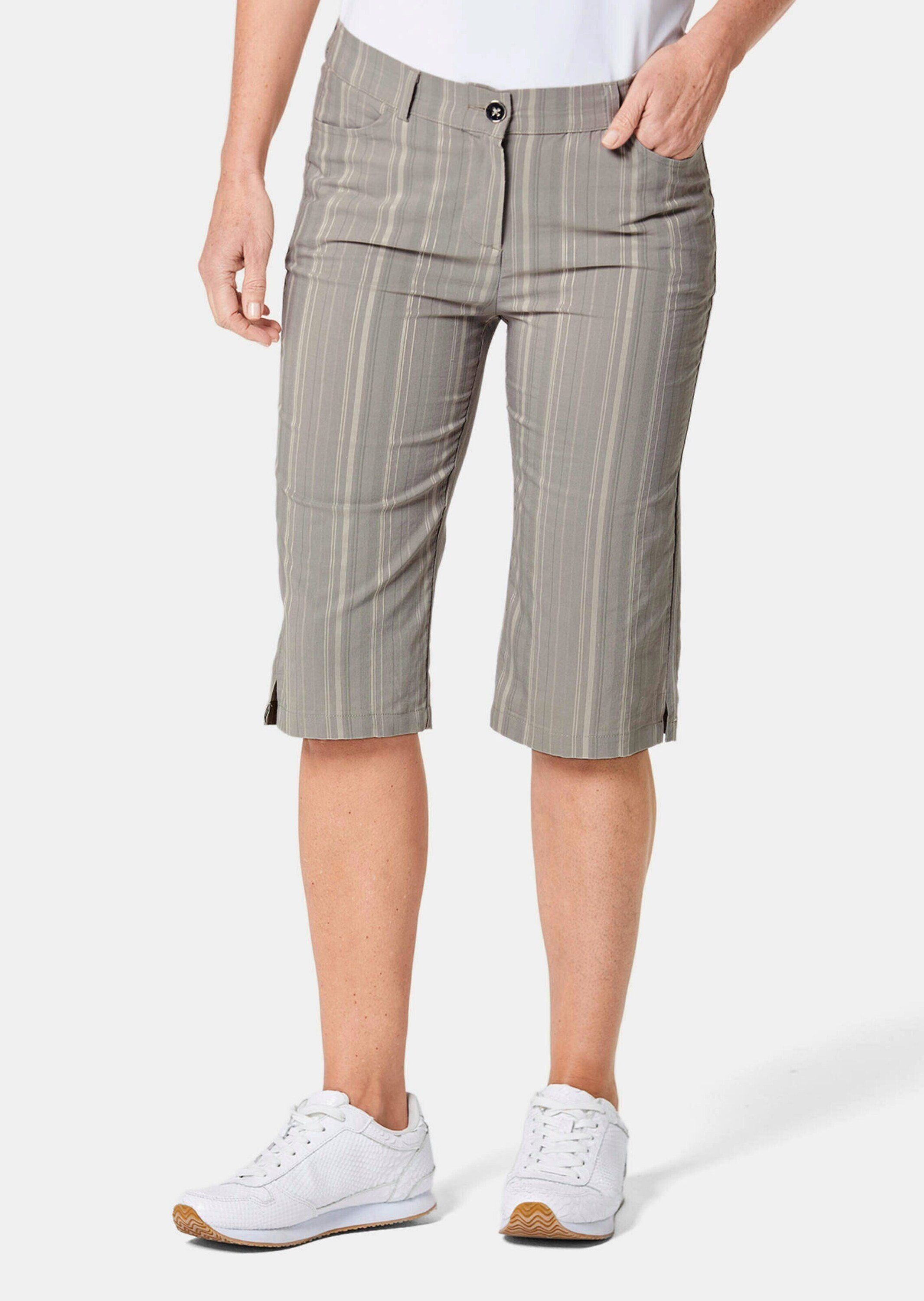 GOLDNER Stoffhose Bermuda in strukturierter elastischer Ware