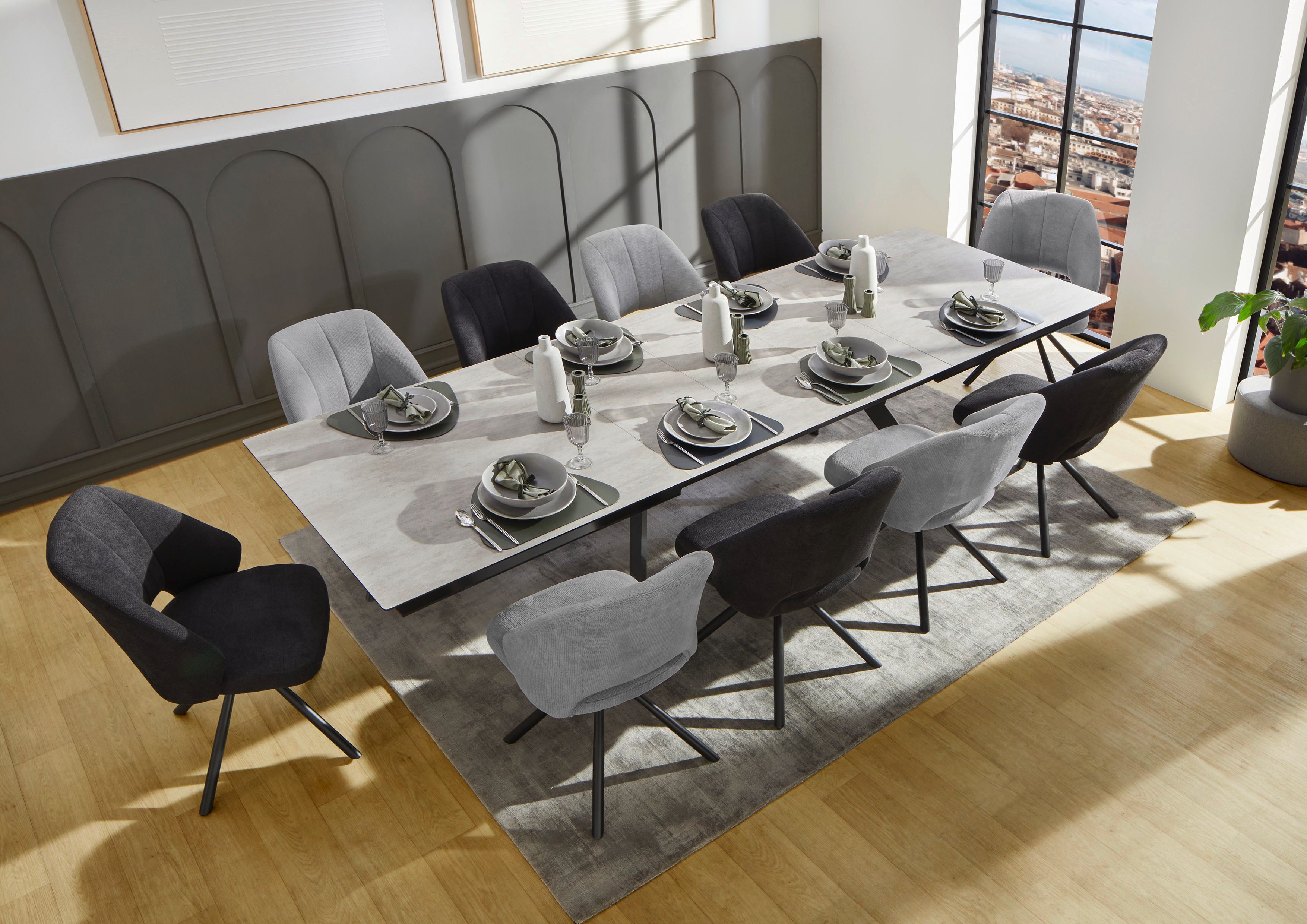 Jockenhöfer Gruppe Esstisch Tyson, 3-fach ausziehbar, Extrabreit (200-320x100cm), Synchronauszug, melaminbeschichtet