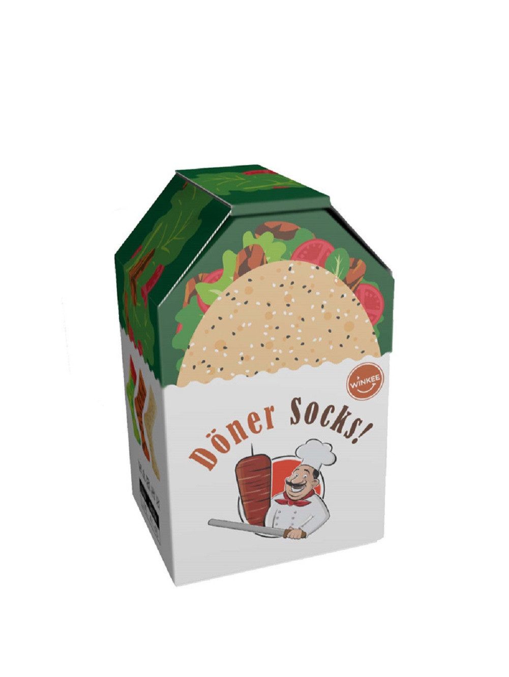 Winkee Freizeitsocken Döner Socks 3-Set (Box, 3-Paar, Größe 41-45) Kebab Dönerkebab Motiv Freizeit Strümpfe