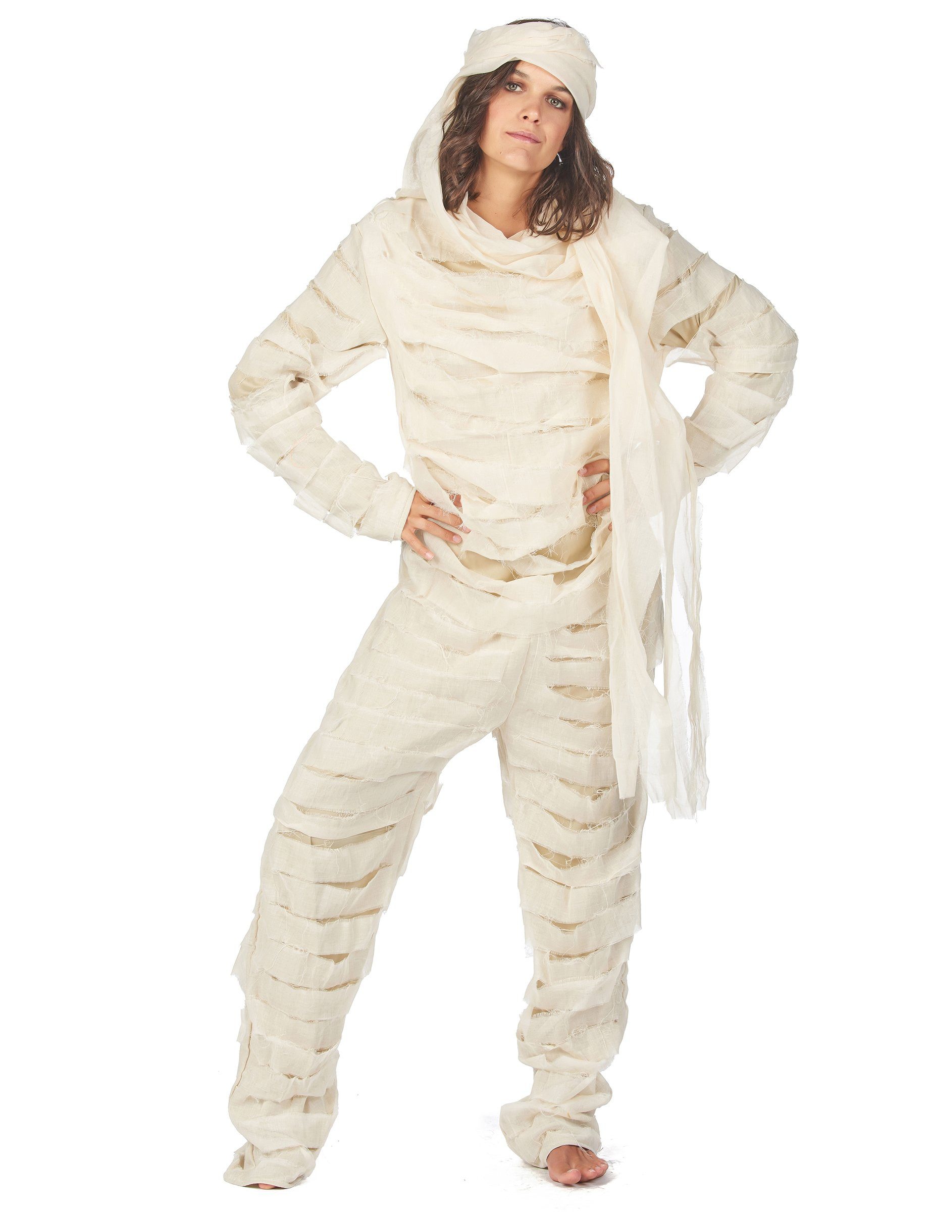 JADEO Zombie-Kostüm Mumien-Kostüm für Erwachsene 2-teilig weiß-beige