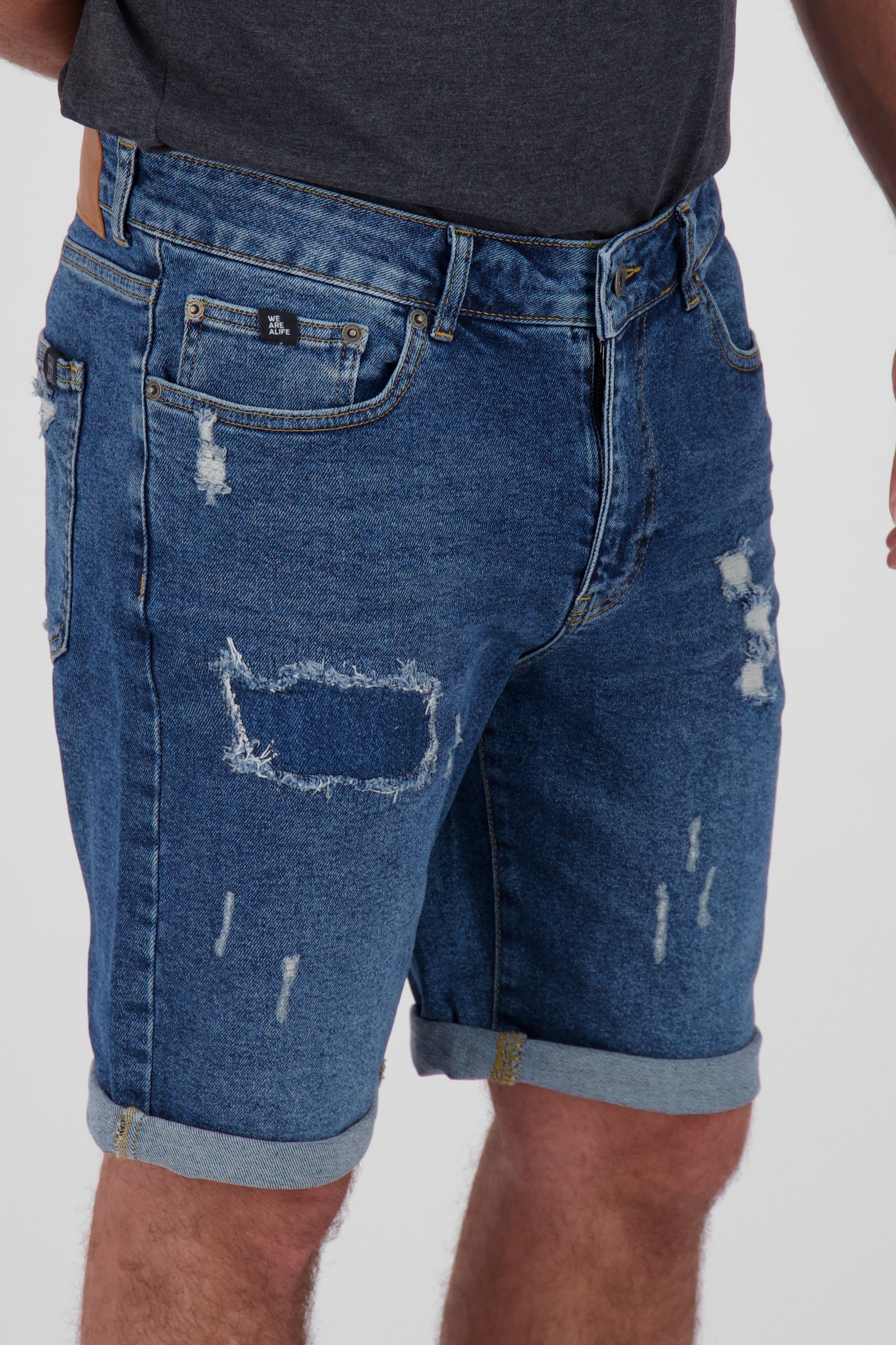 Alife & washed denim Kickin A MorganAK Herren Shorts kurze Jeansshorts, Shorts DNM Hose dark