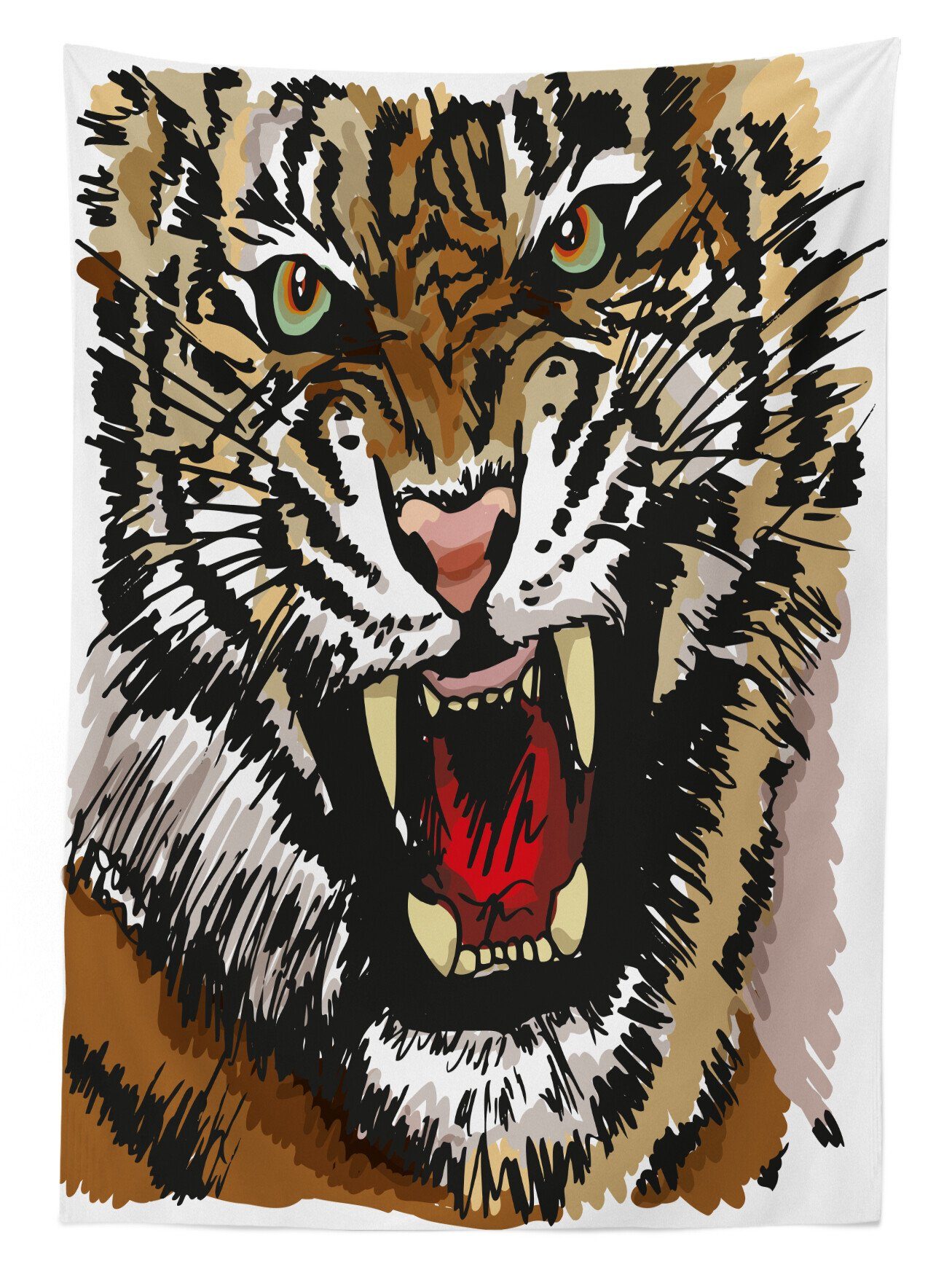 Skizze-Kunst Tischdecke Abakuhaus Augen geeignet Klare den Farbfest Farben, Waschbar Tiger Für Bereich Verärgerte Außen