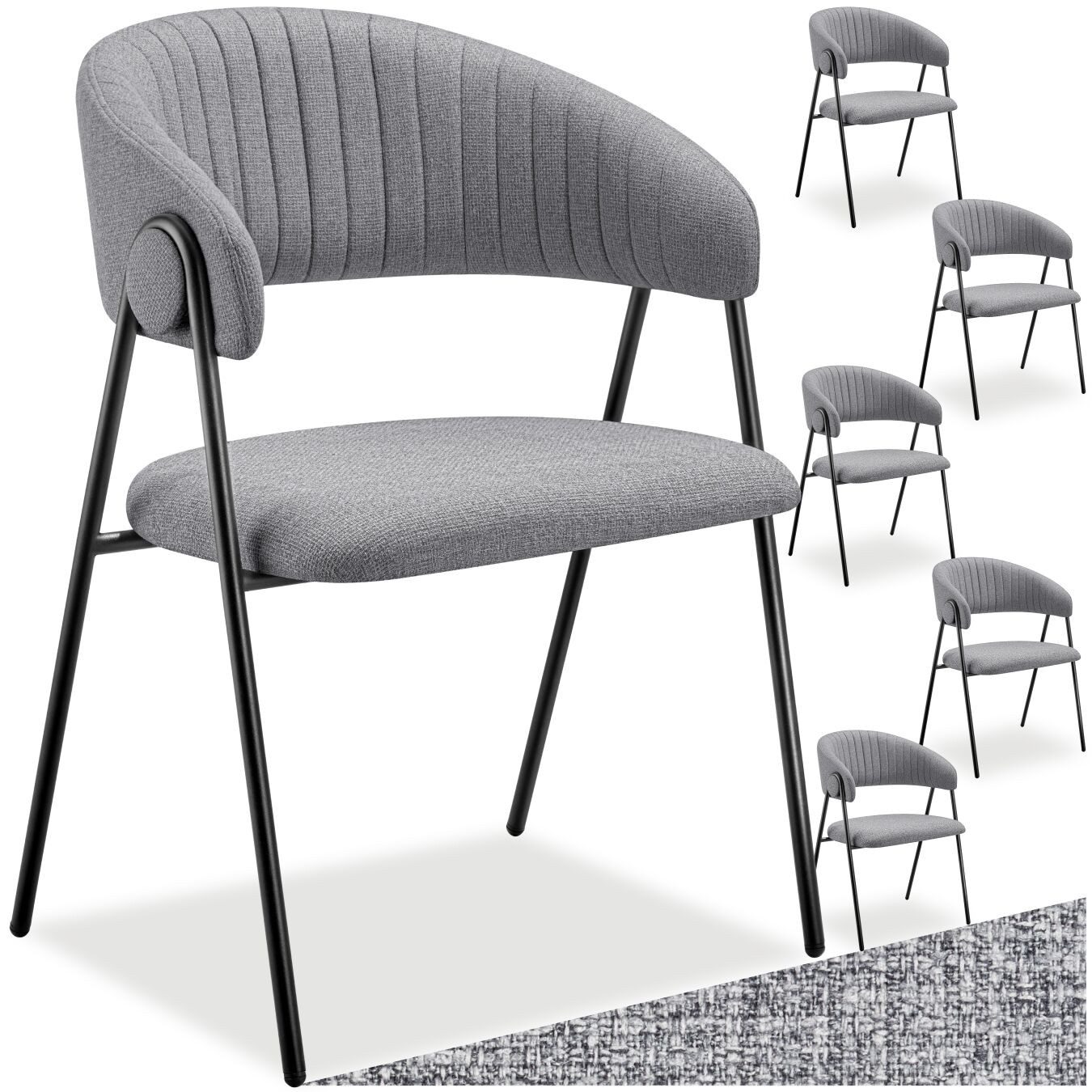 tectake Esszimmerstuhl Armlehnstuhl Bedano, gepolstert, Webstoff, Belastbar günstig online kaufen