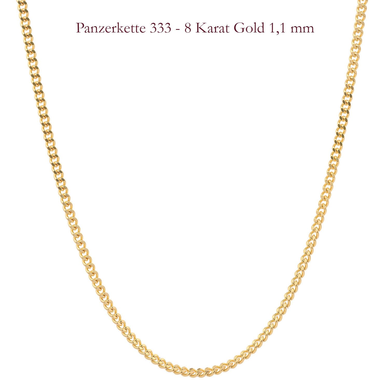 HOPLO Panzerkette Goldkette Panzerkette Länge 42cm - Breite 1,1mm - 333-8 Karat Gold, Made in Germany