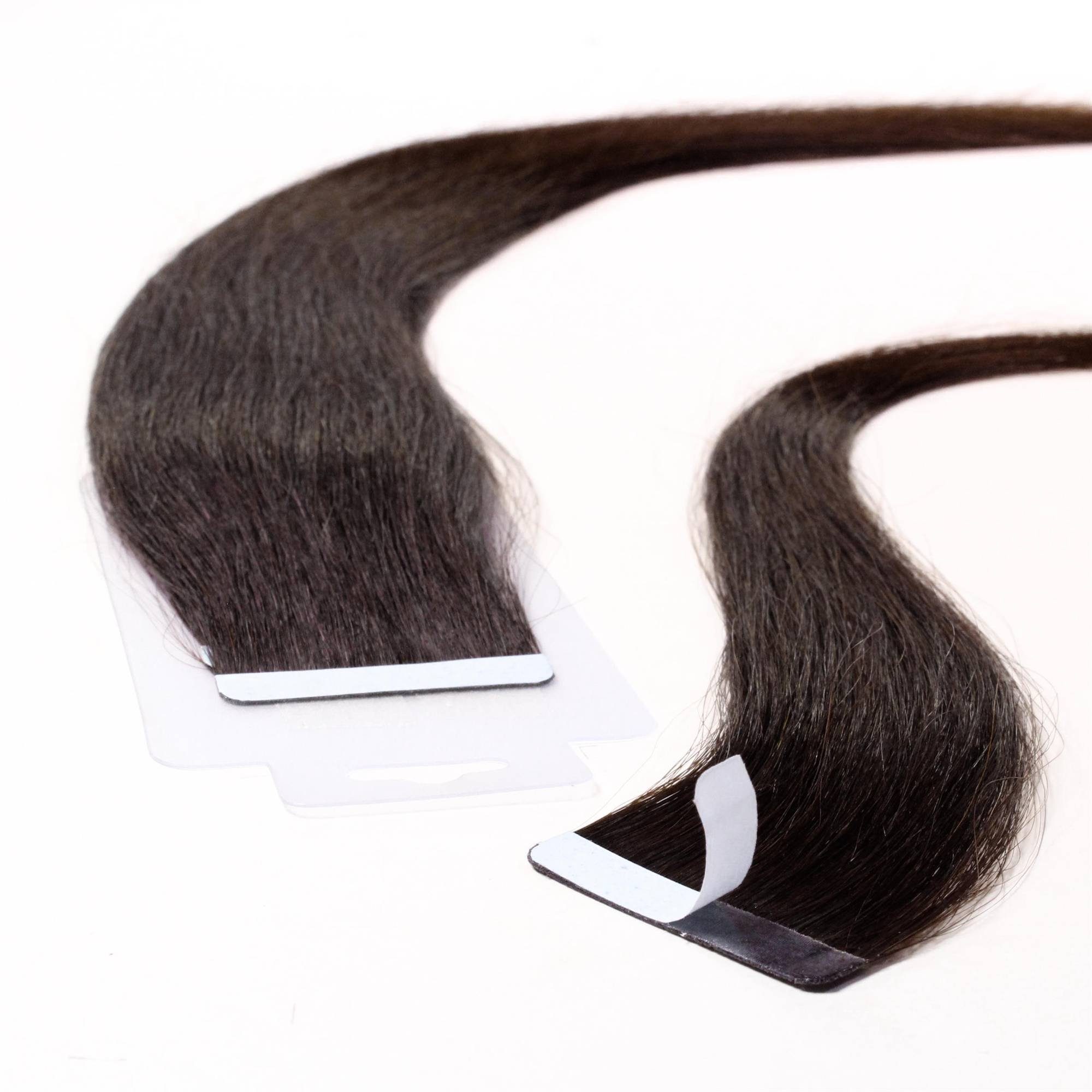 hair2heart Echthaar-Extension Tape Extensions glatt #5/0 Hellbraun 40cm | Haarverlängerungen