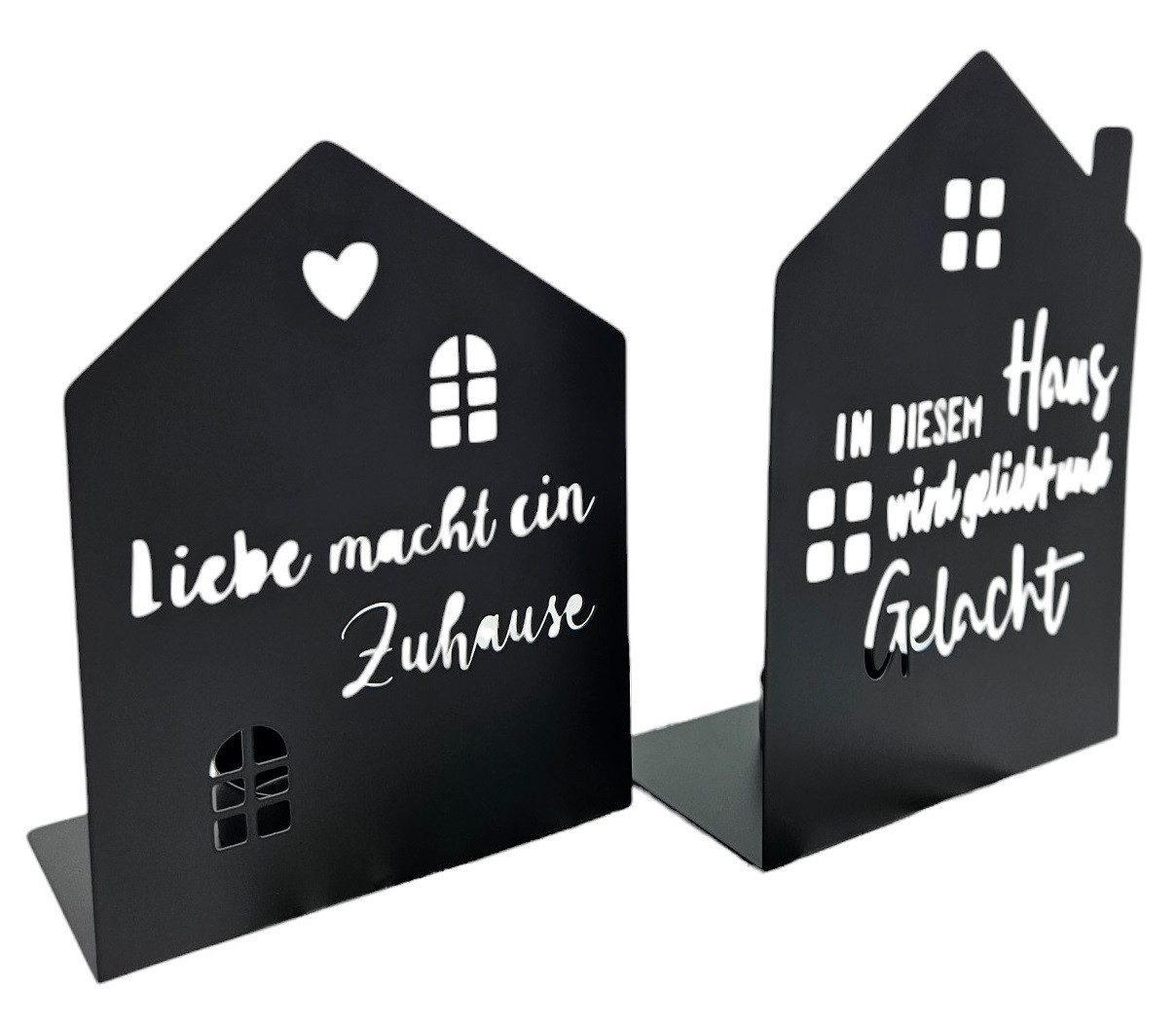 Meinposten Kerzenhalter Teelichthalter Haus schwarz 2er Set Kerzenhalter Metall (2 St., 2er Set)