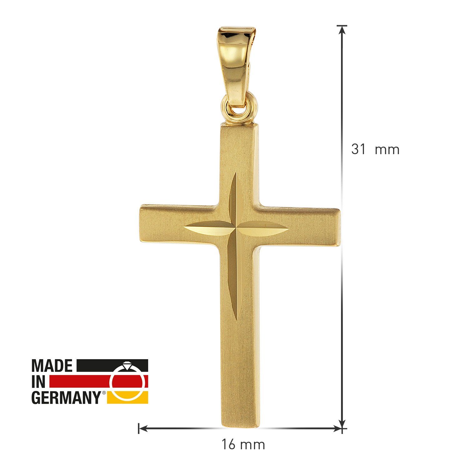 mm Gold trendor Kreuz- Kreuzanhänger 750 Karat) 24 (18