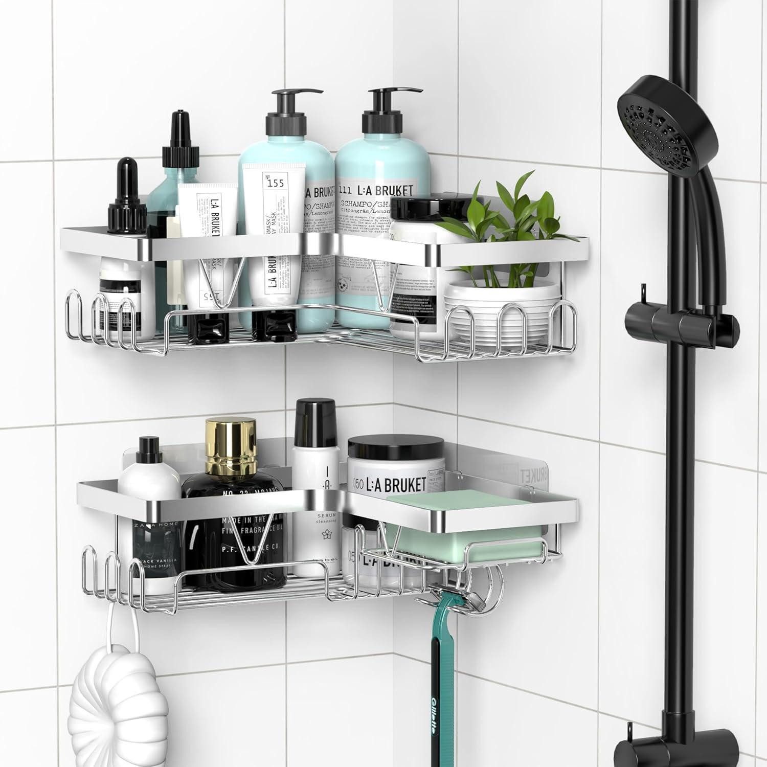 LuxusKollektion Duschablage Duschablage Ecke Edelstahl ohne Bohren Badezimmer Organizer – Bild 2 von 5