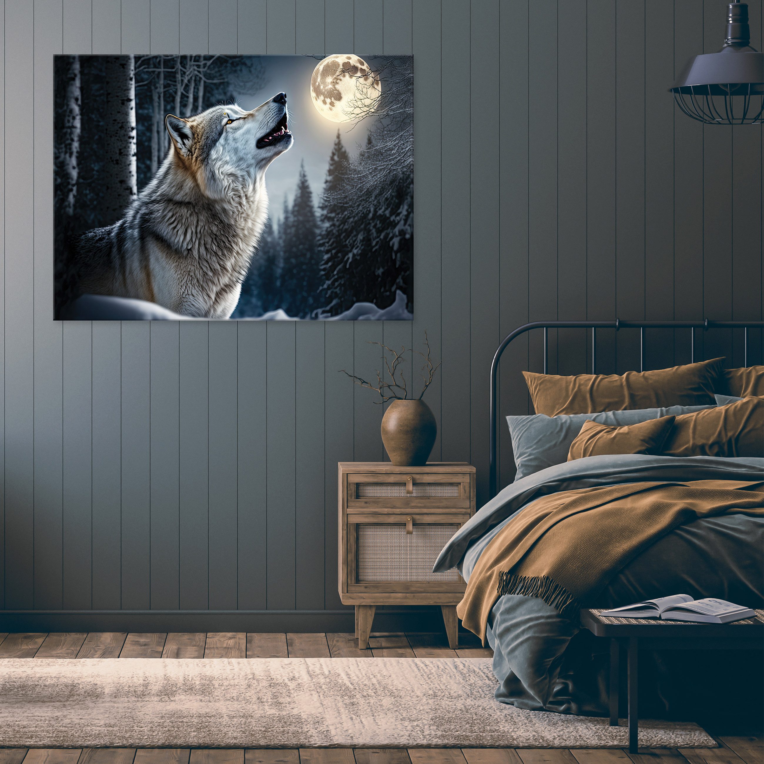 Wallarena Leinwandbild Wolf Wald - Schwarz - Modern - Wohnzimmer, Wolf, 40x30x2cm – Bild 2 von 5