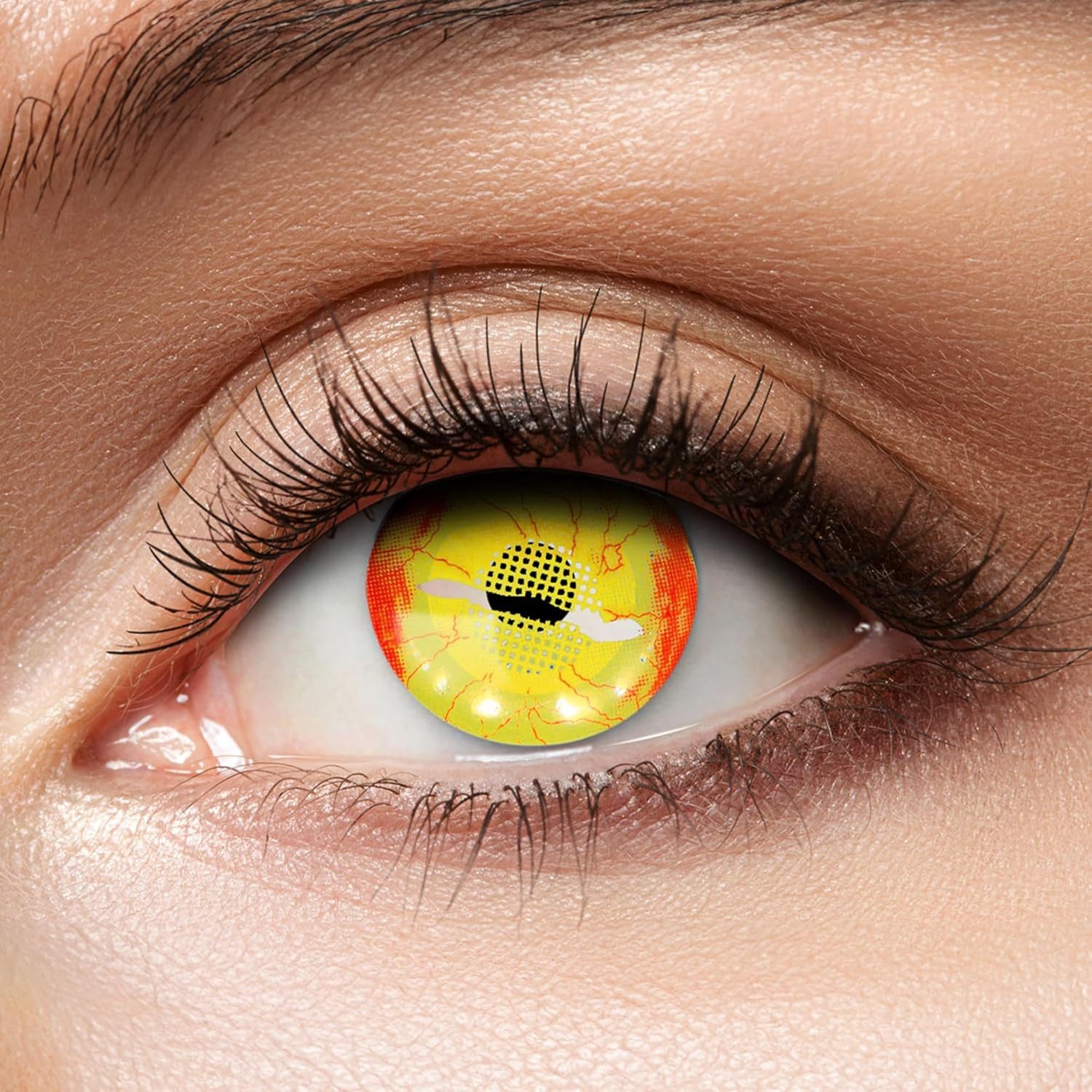 Eyecatcher Farblinsen Zoelibat Eyecatcher 12 Monats-Kontaktlinsen Fireball Monatslinse Linse, auffällige Farben für Horror, Gothic, Fantasy, Cosplay Fans