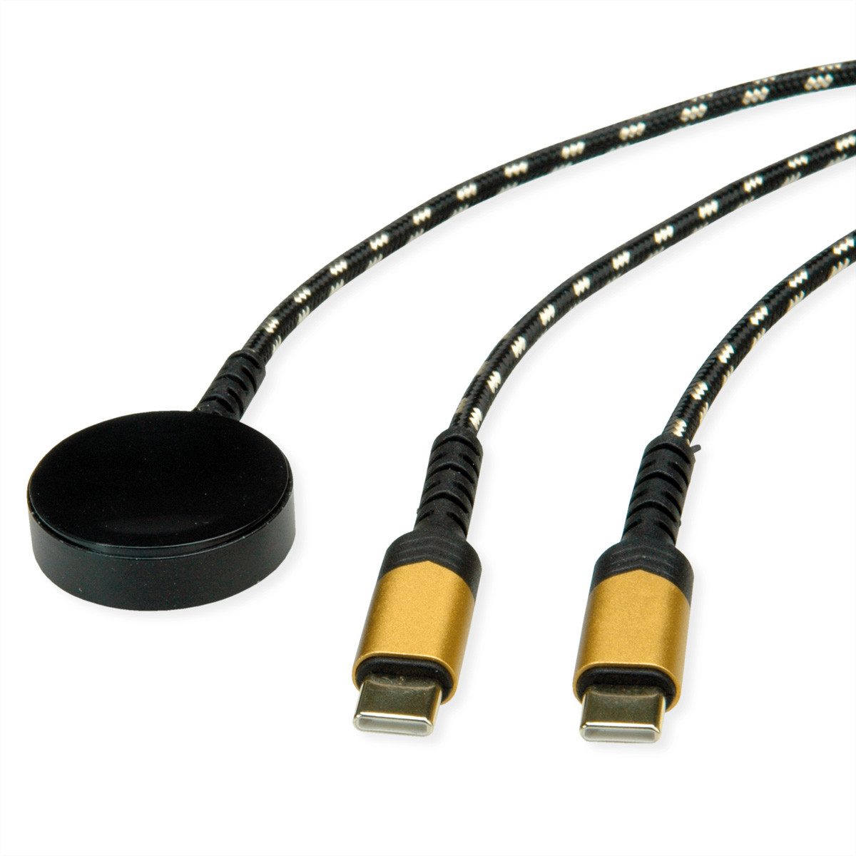 ROLINE USB Split-Ladekabel, bis 60W + Ladepad (bis 15W) Tablet-Adapter USB Typ C (USB-C) Männlich (Stecker) zu USB Typ C (USB-C) Männlich (Stecker), 120.0 cm, für Apple-Geräte, Typ C - C