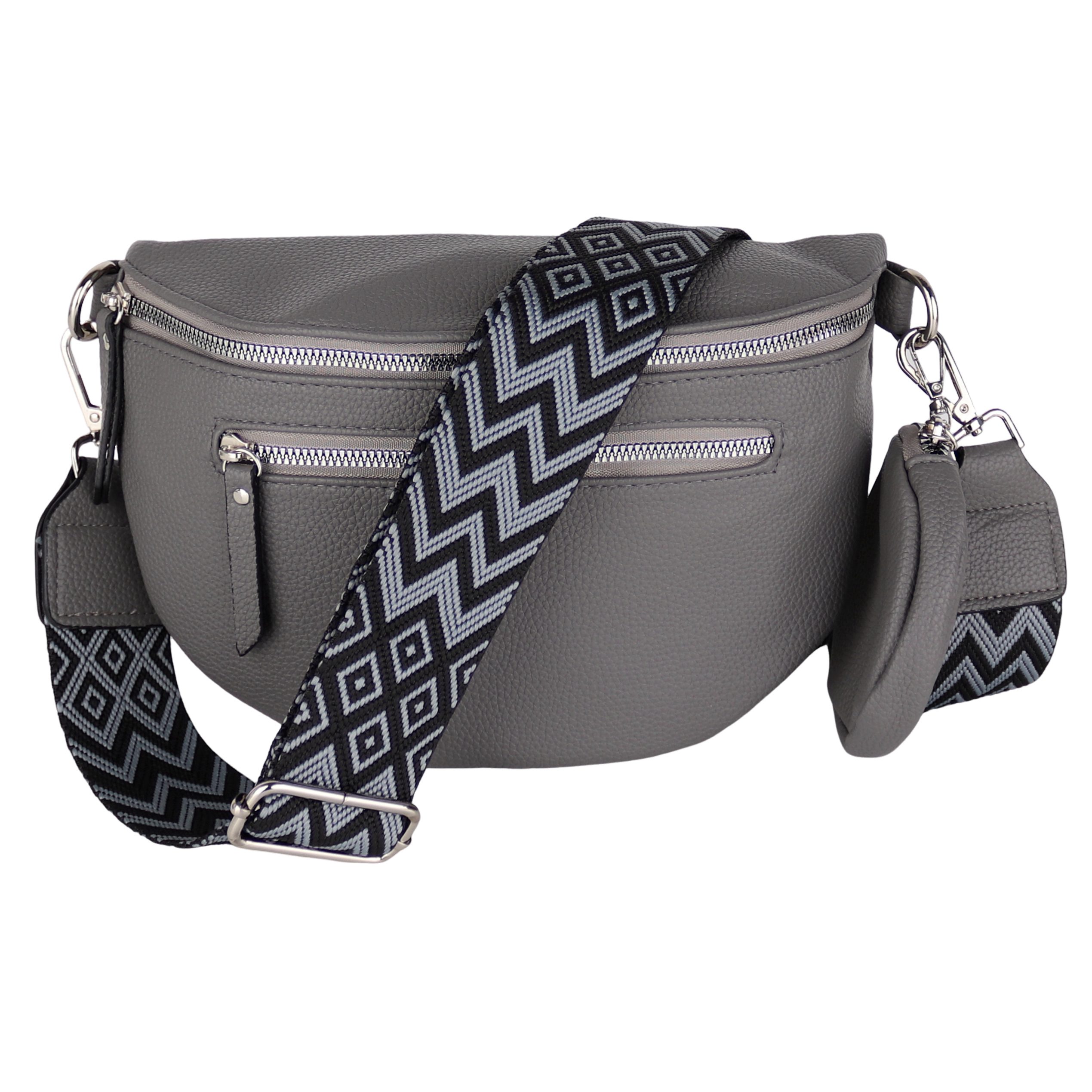 MIRROSI Bauchtasche Damen Taschen, Umhängetasche, Brusttasche, 27x19x9cm Veganes Leder (Schultertasche für jeden Anlass, inkl.1x Münzbeutel), Crossbody Bag, Bohemian gemusterten& verstellbaren Schulterriemen