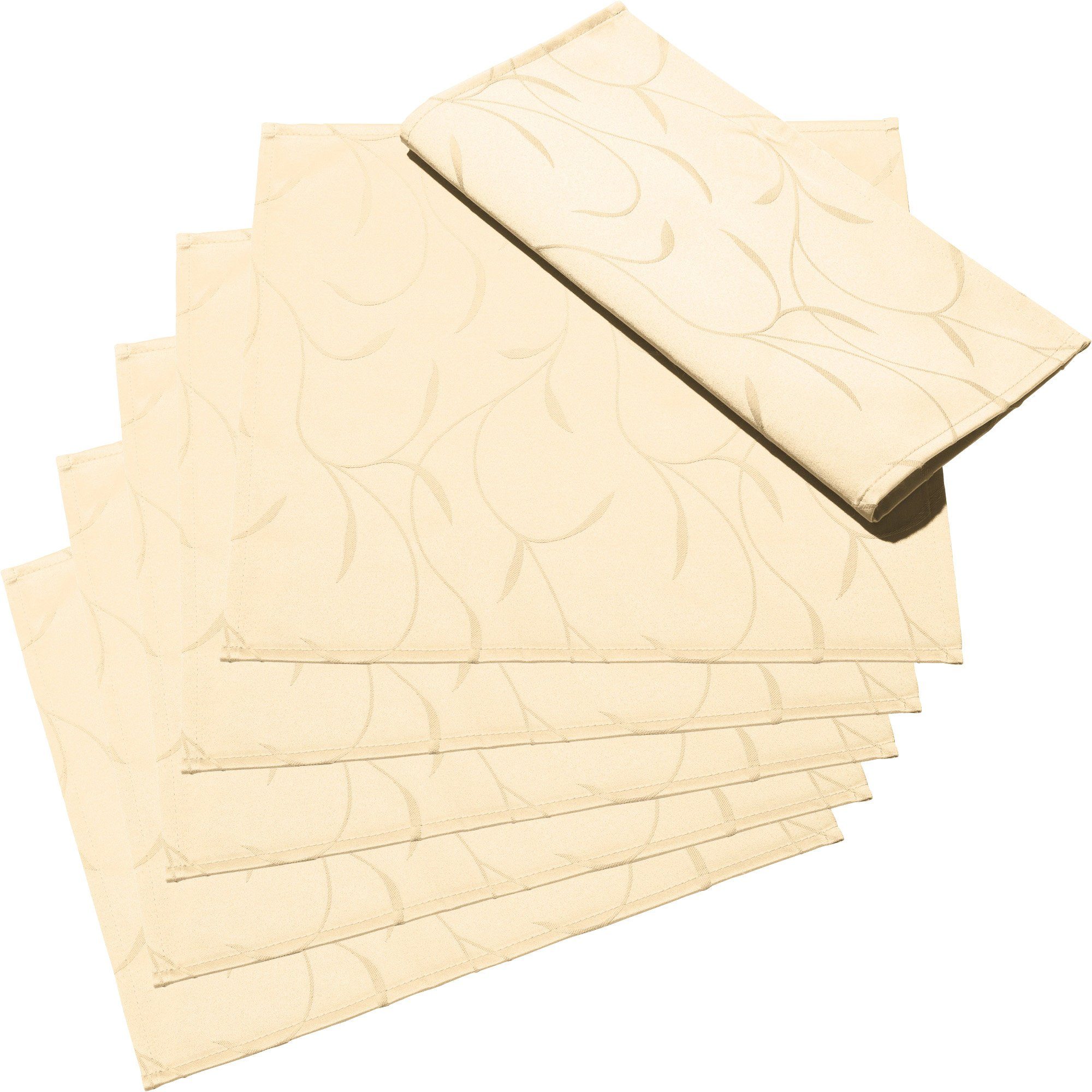 Erwin Müller Stoffserviette Serviette "Remscheid" 6er-Pack, fleckabweisend Uni/Ranke