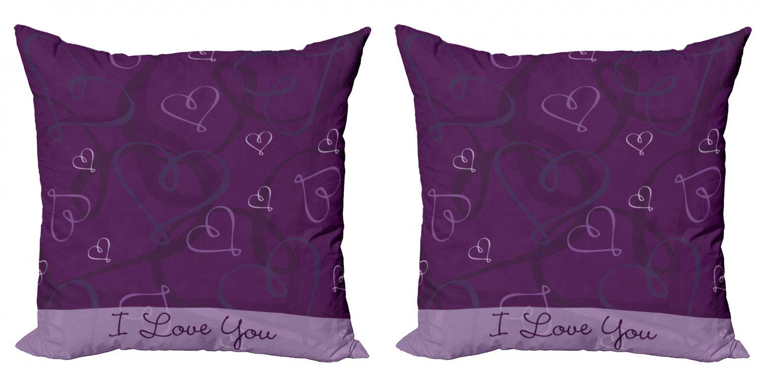 Indigo Purple Romantisch (2 Doppelseitiger Abakuhaus Stück), Kissenbezüge Digitaldruck, Modern Hearts Accent
